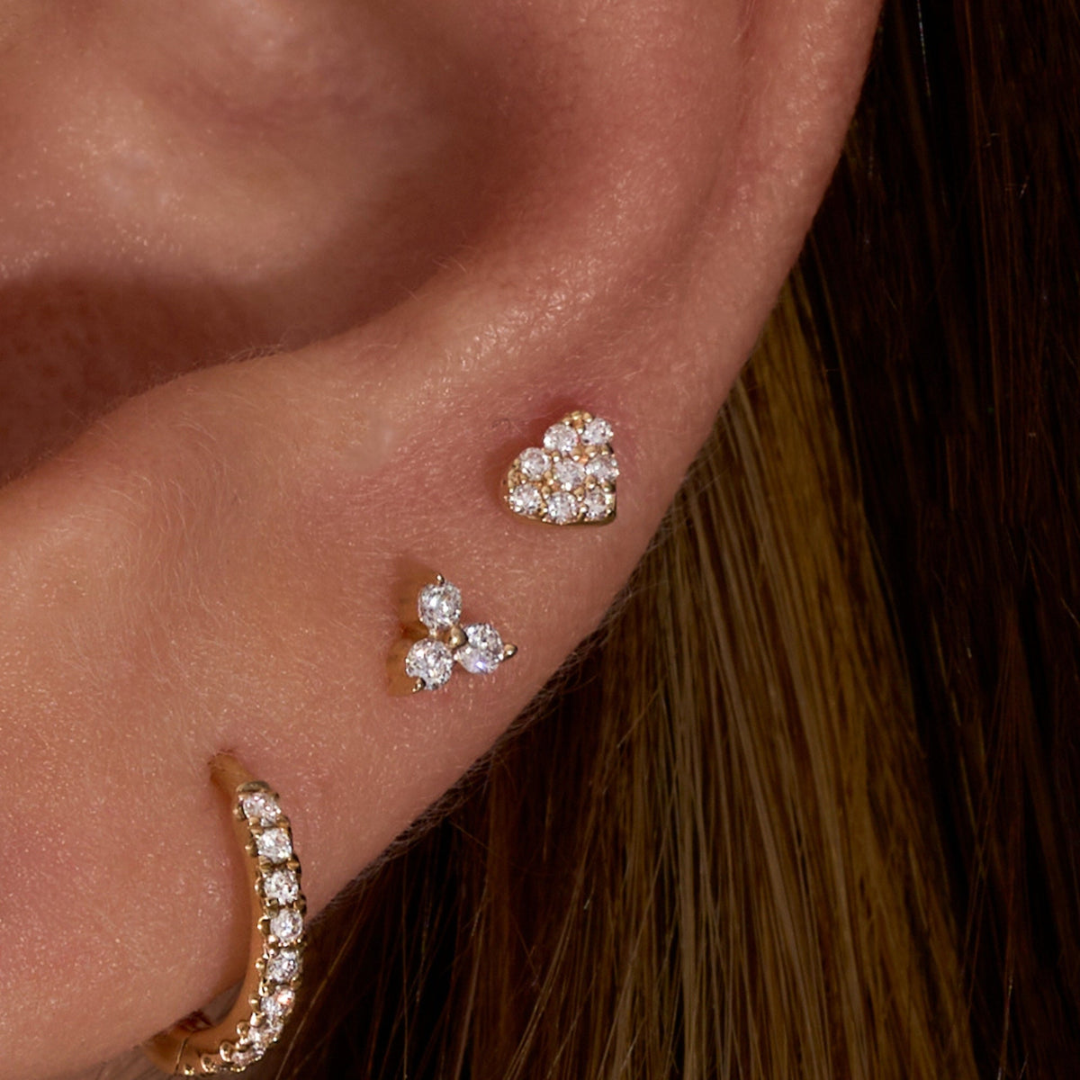 Lab Diamond Heart Flat Back Single Stud Earring