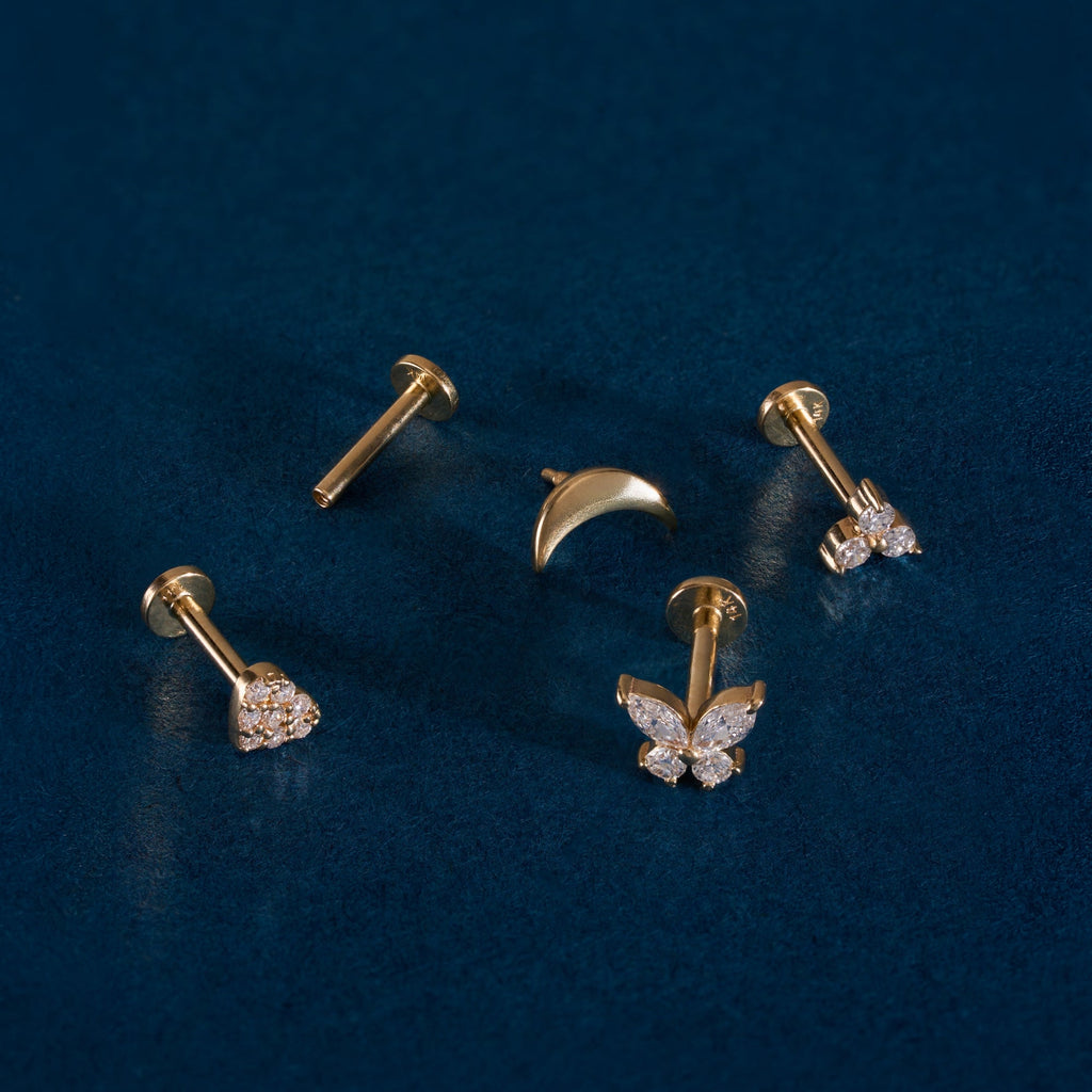 Moon Flat Back Single Stud Earring