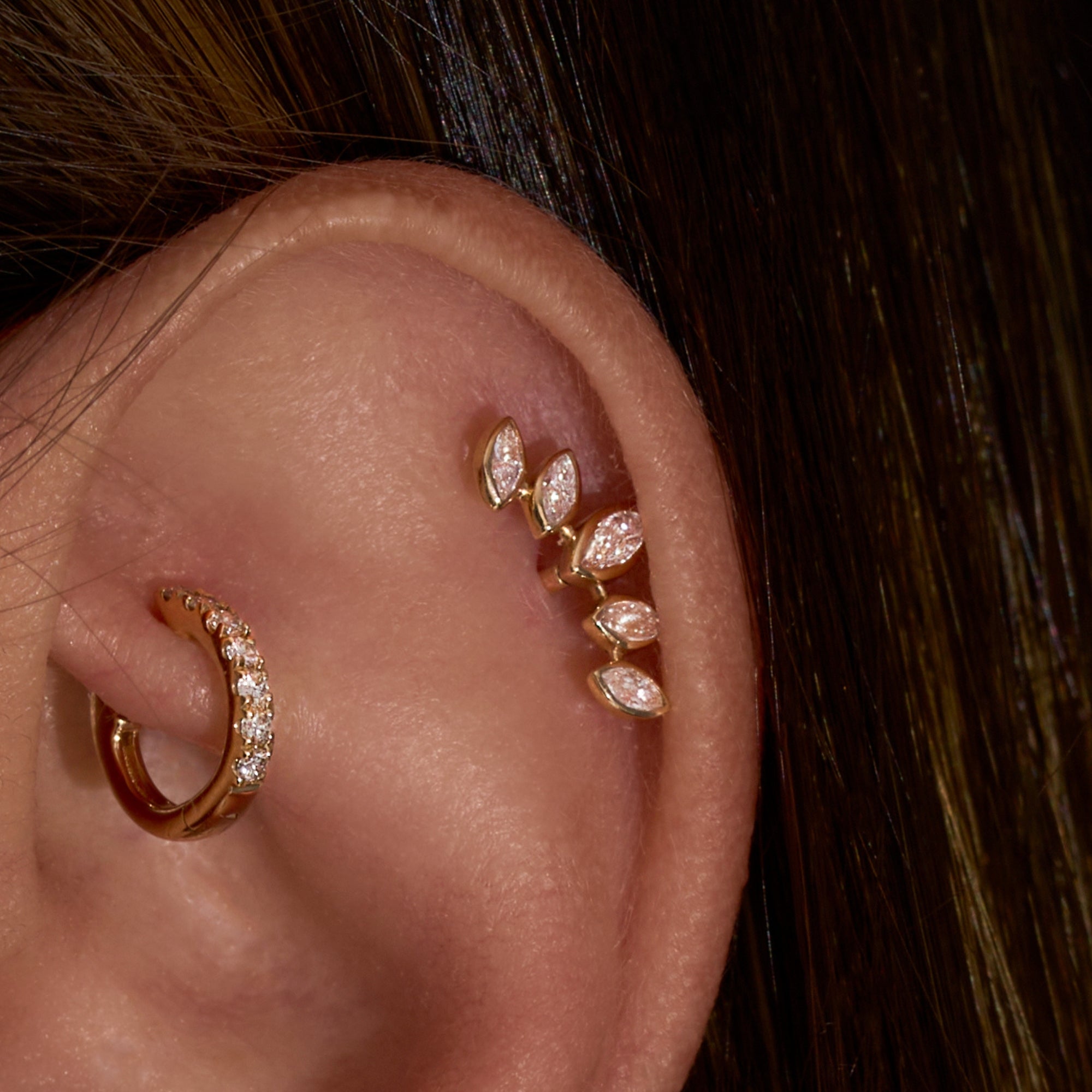 Lab Diamond Climber Flat Back Single Stud Earring
