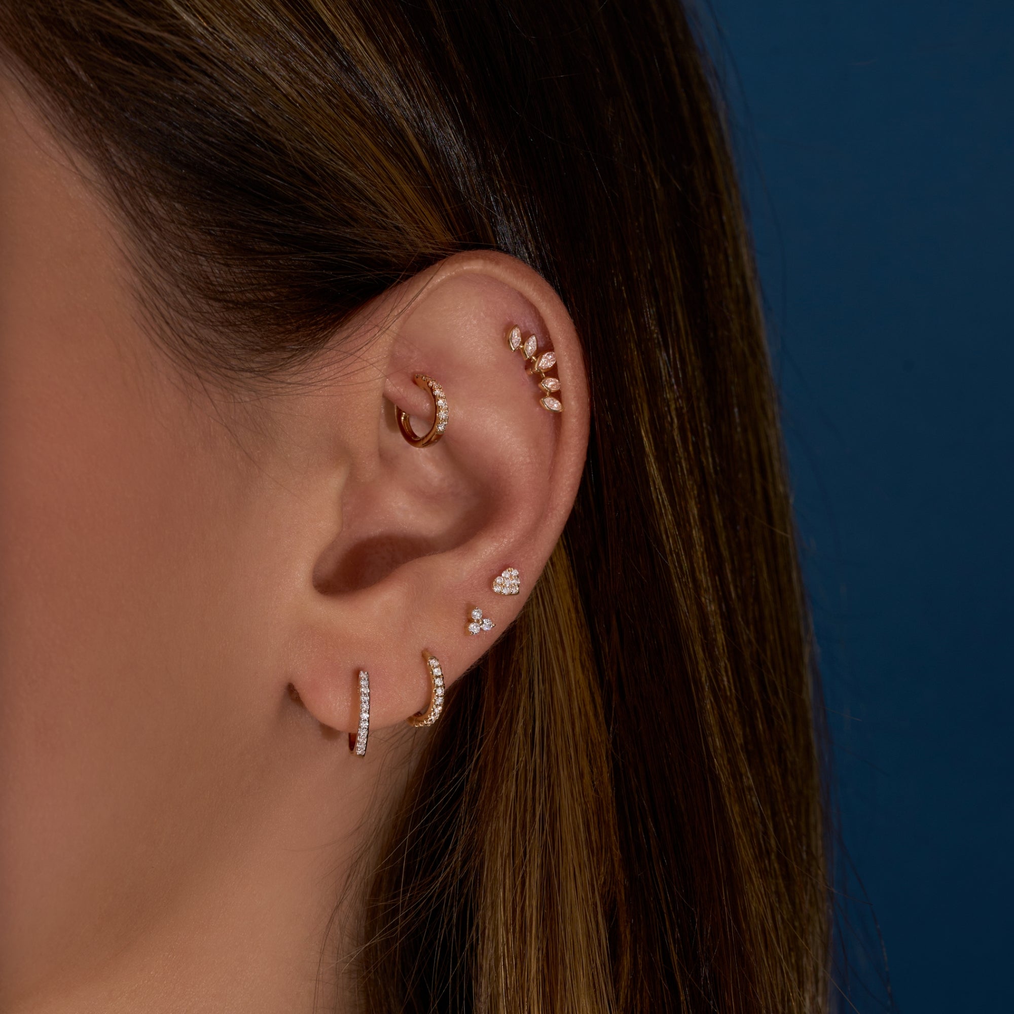 Lab Diamond Climber Flat Back Single Stud Earring