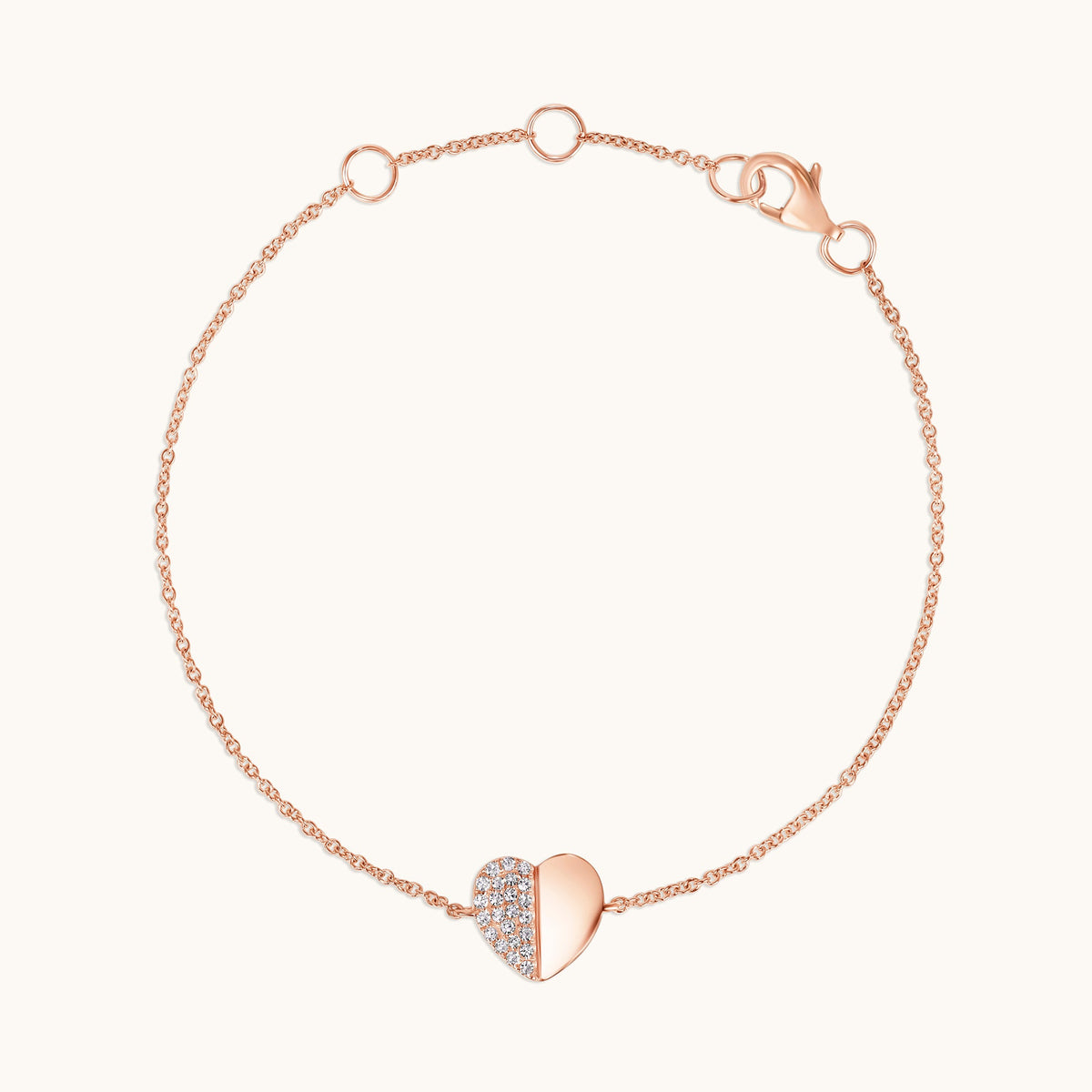 Half-Pave Diamond Heart Bracelet - Happy Jewelers Fine Jewelry Lifetime Warranty