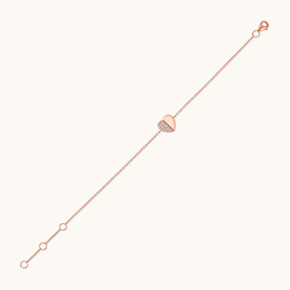 Half-Pave Diamond Heart Bracelet