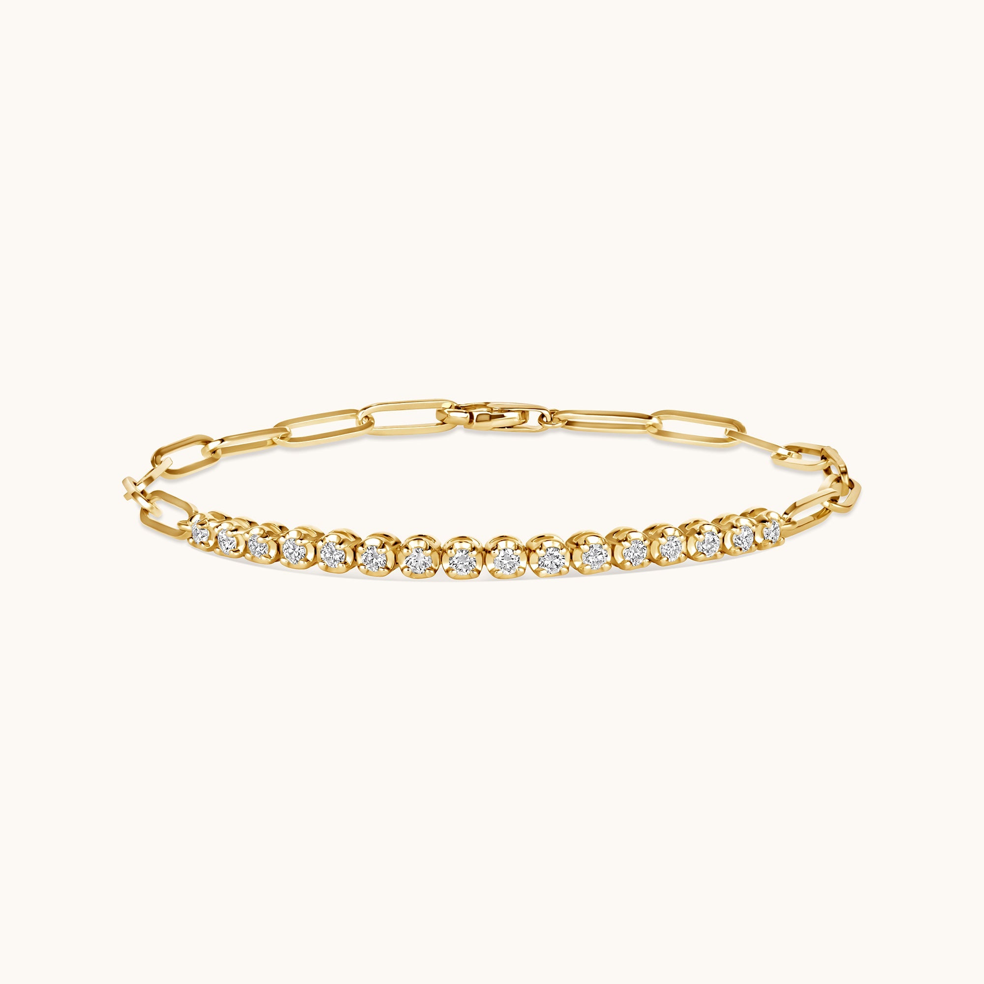 Half Diamond Tennis Linked Up Chain Bracelet