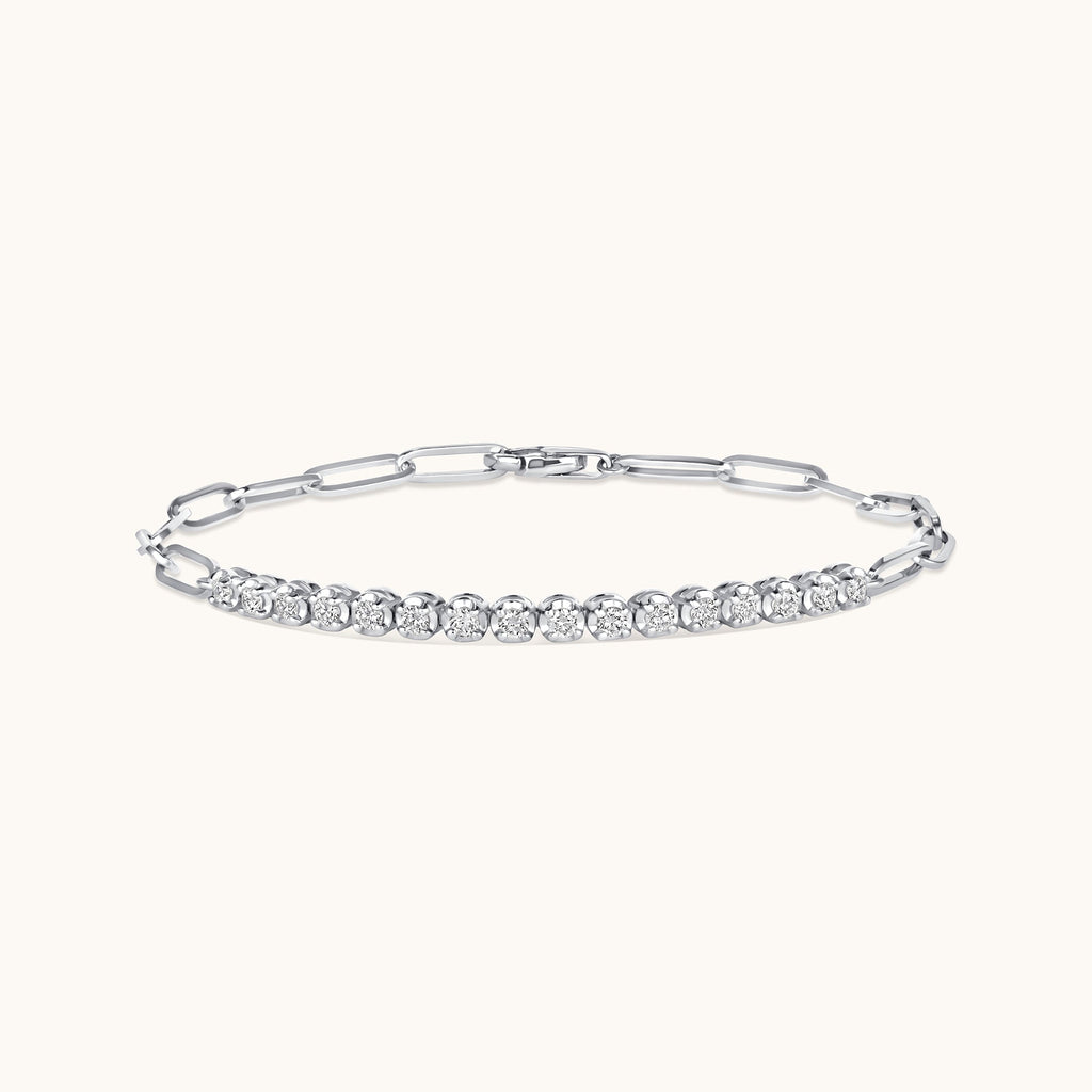 Half Diamond Tennis Linked Up Chain Bracelet