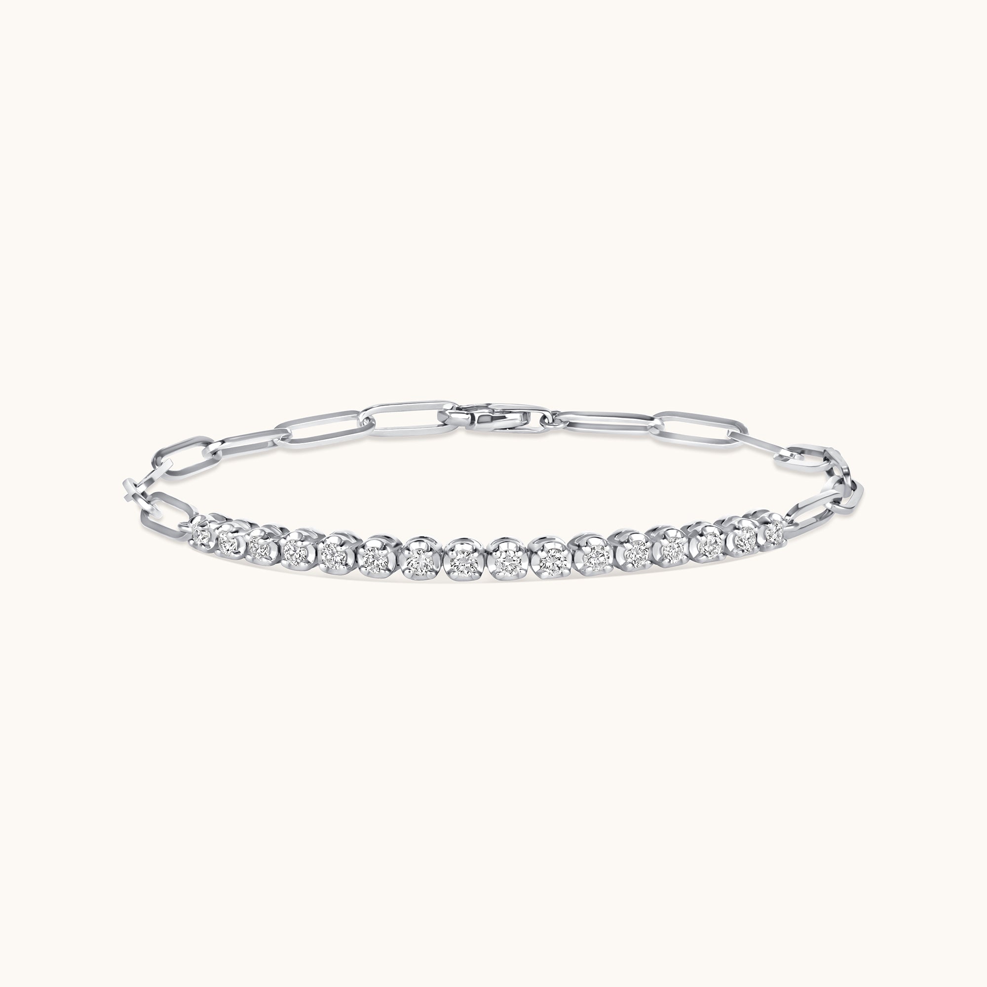 Half Diamond Tennis Linked Up Chain Bracelet