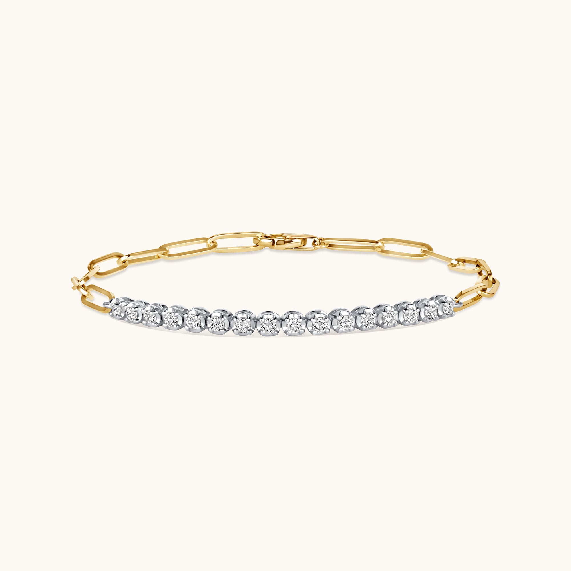 Half Diamond Tennis Linked Up Chain Bracelet