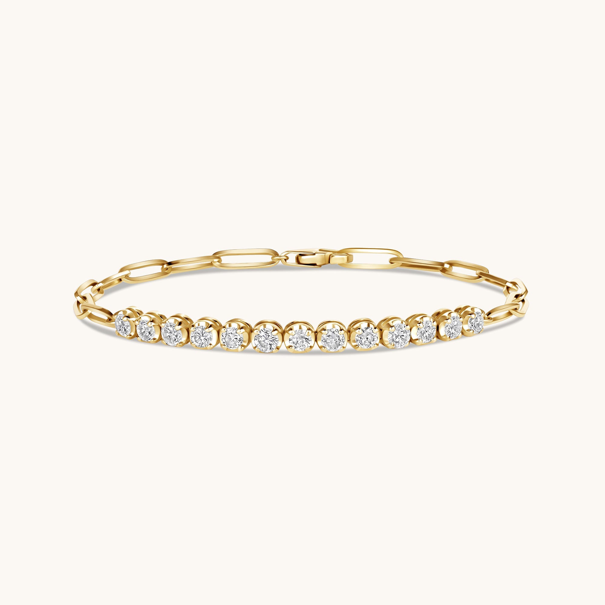 Half Diamond Tennis Linked Up Chain Bracelet