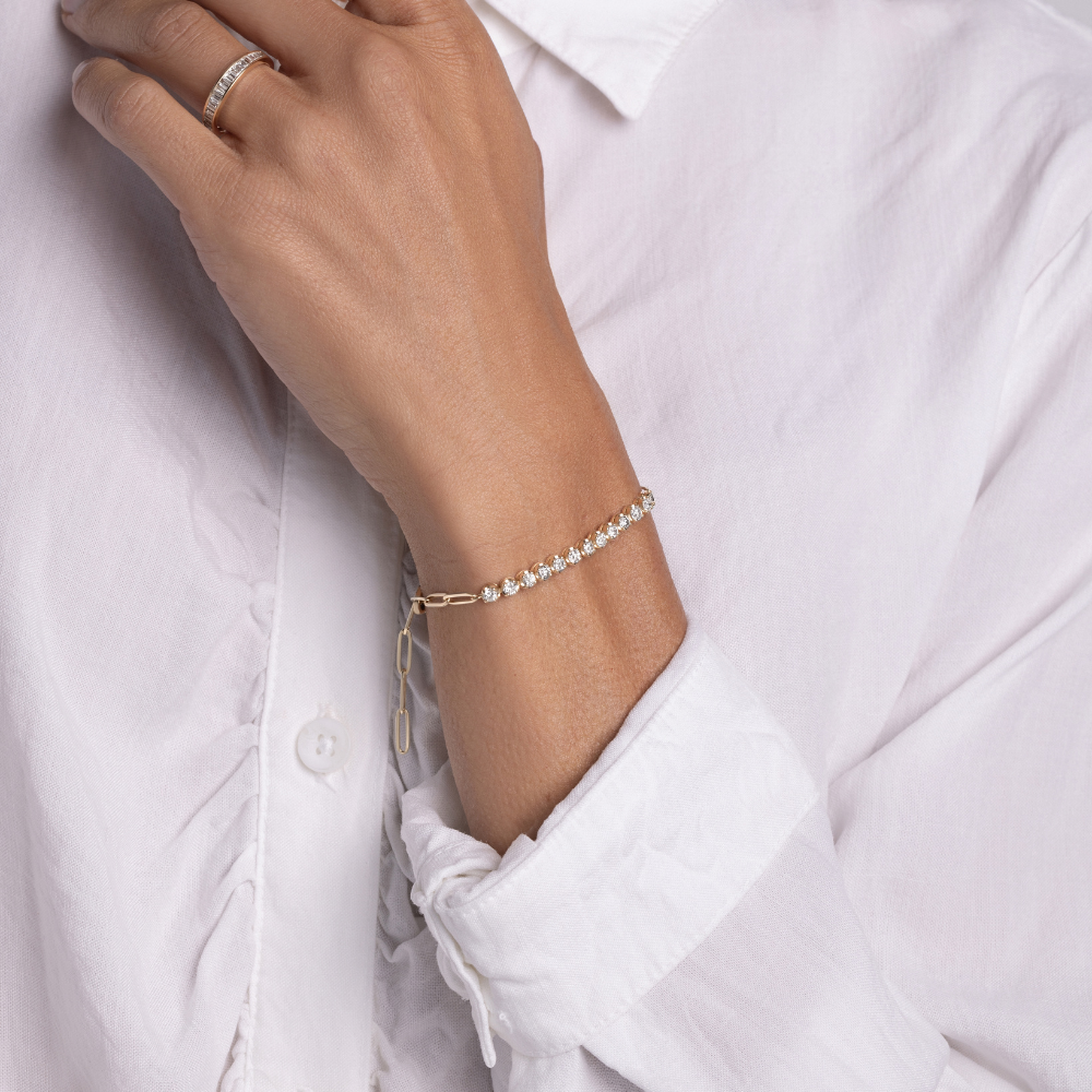 Half Diamond Tennis Linked Up Chain Bracelet