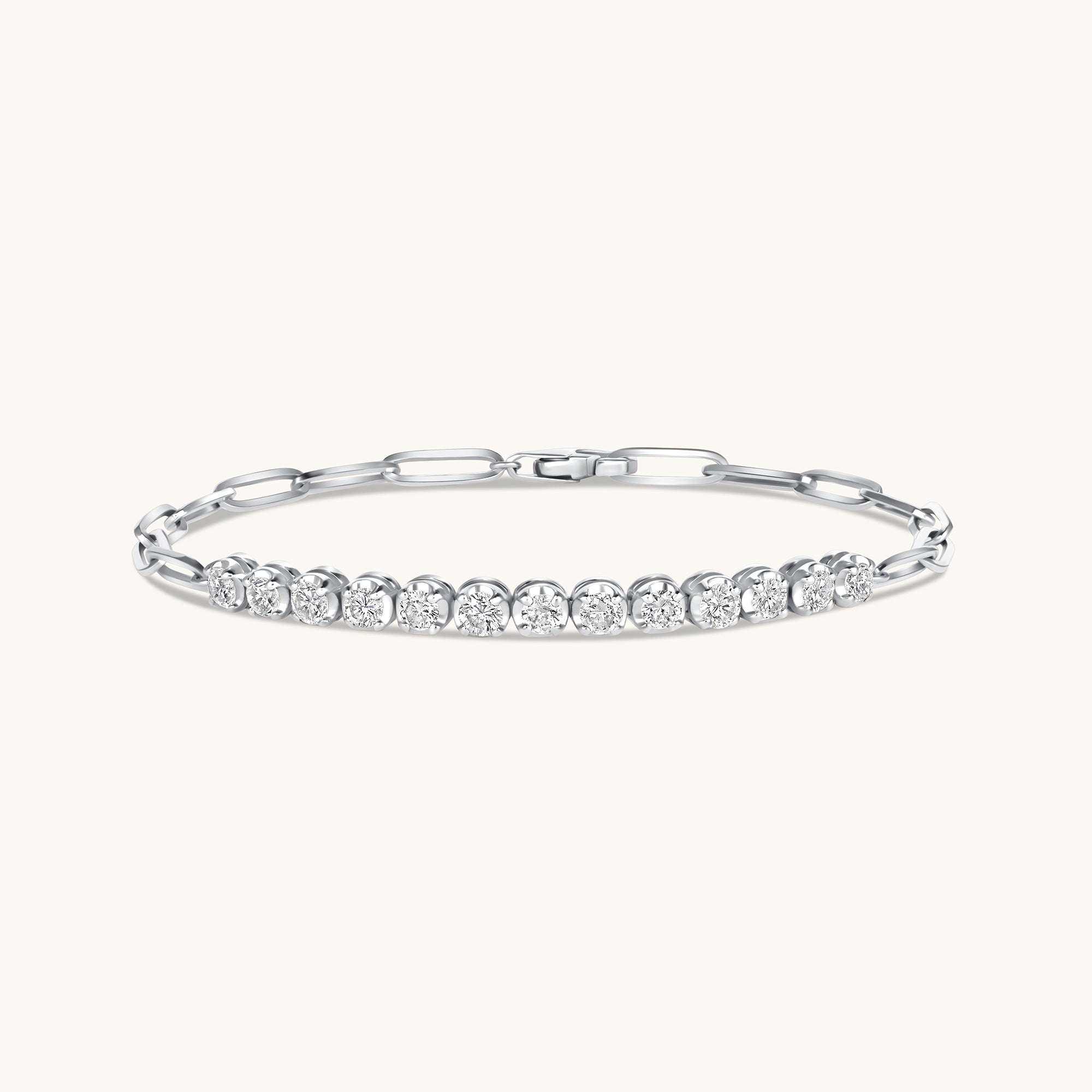 Half Diamond Tennis Linked Up Chain Bracelet