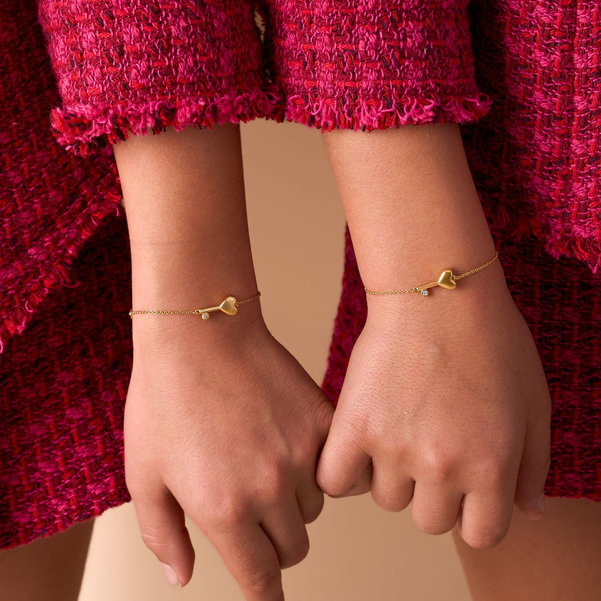Kid's Diamond Bubble Heart Key Bracelet