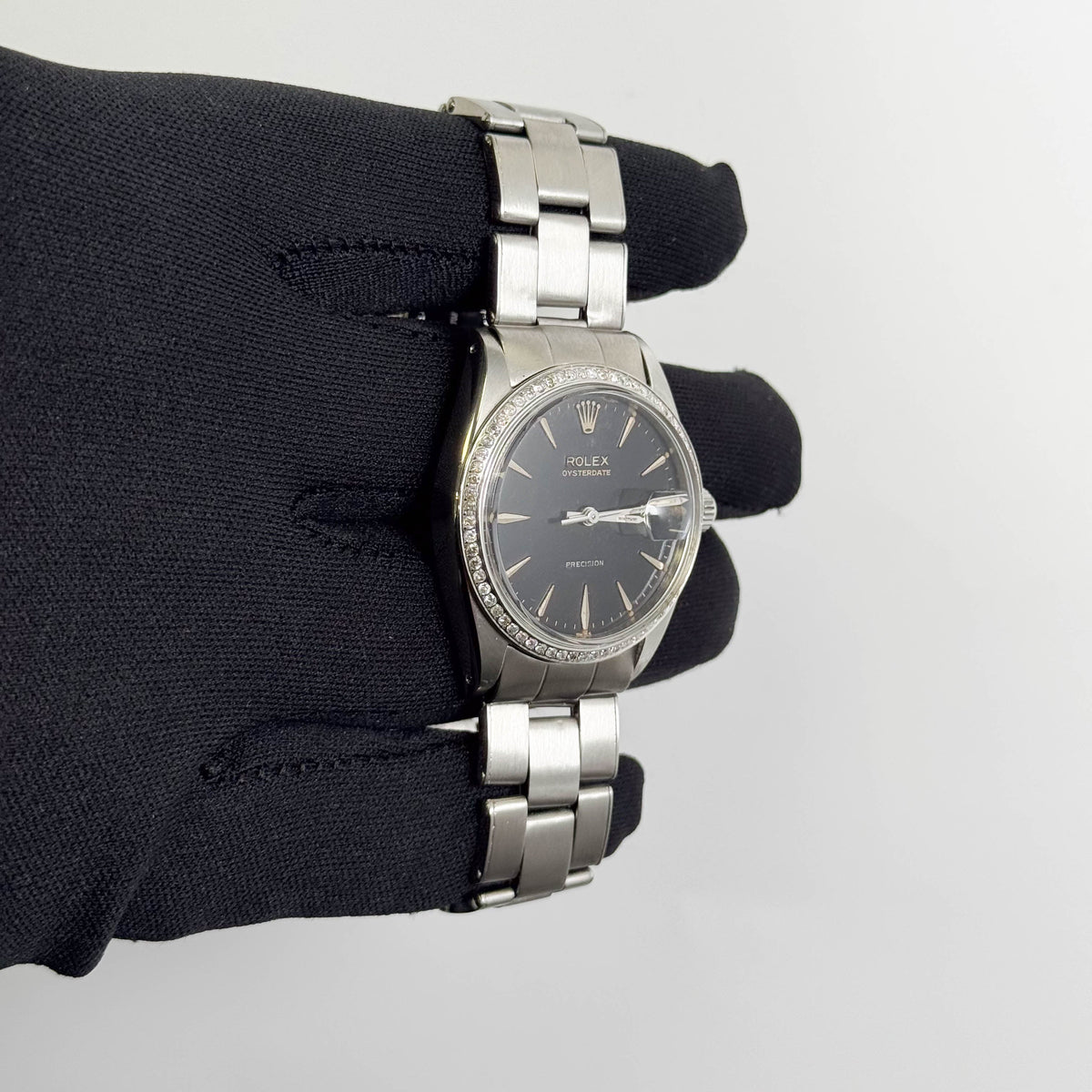 Rolex Oysterdate 34mm Black Dial Watch Ref# 6694