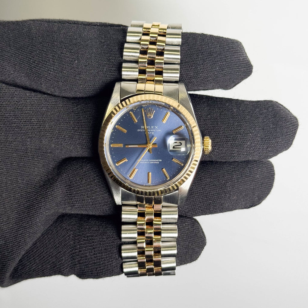 Rolex Oyster Perpetual Date 34mm Blue Dial Watch Ref# 1501