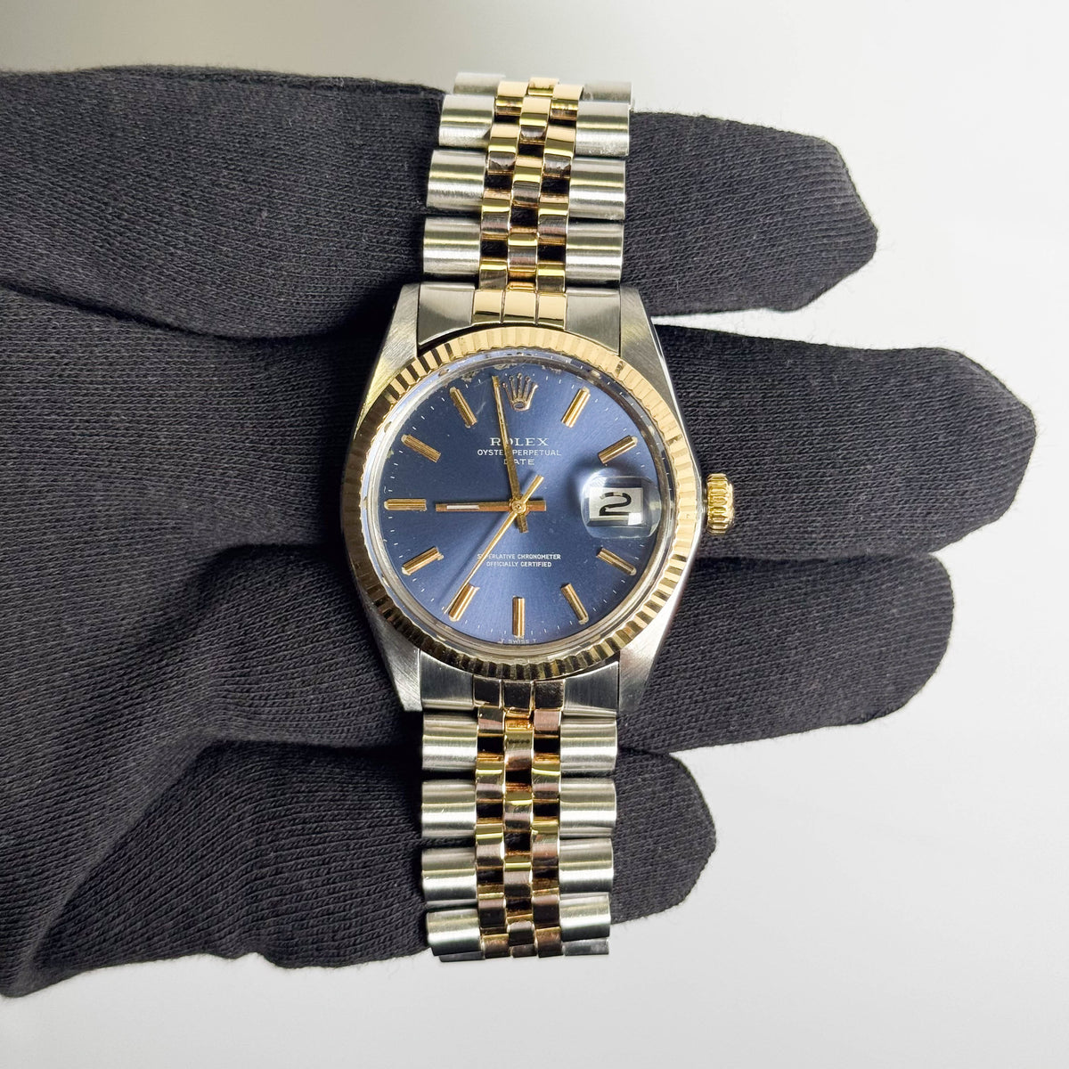 Rolex Oyster Perpetual Date 34mm Blue Dial Watch Ref# 1501