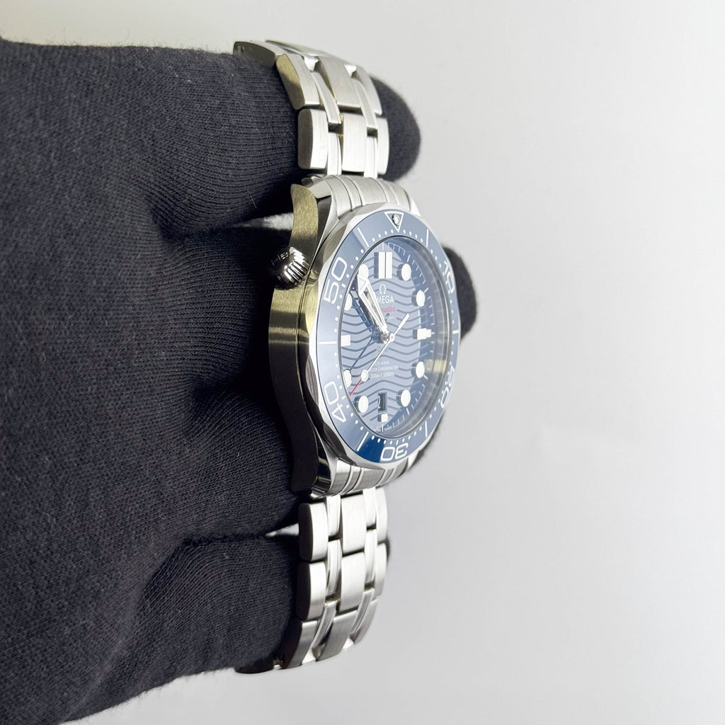 Omega Seamaster 42mm Blue Wave Dial Watch Ref# 210.30.42.20.03.001