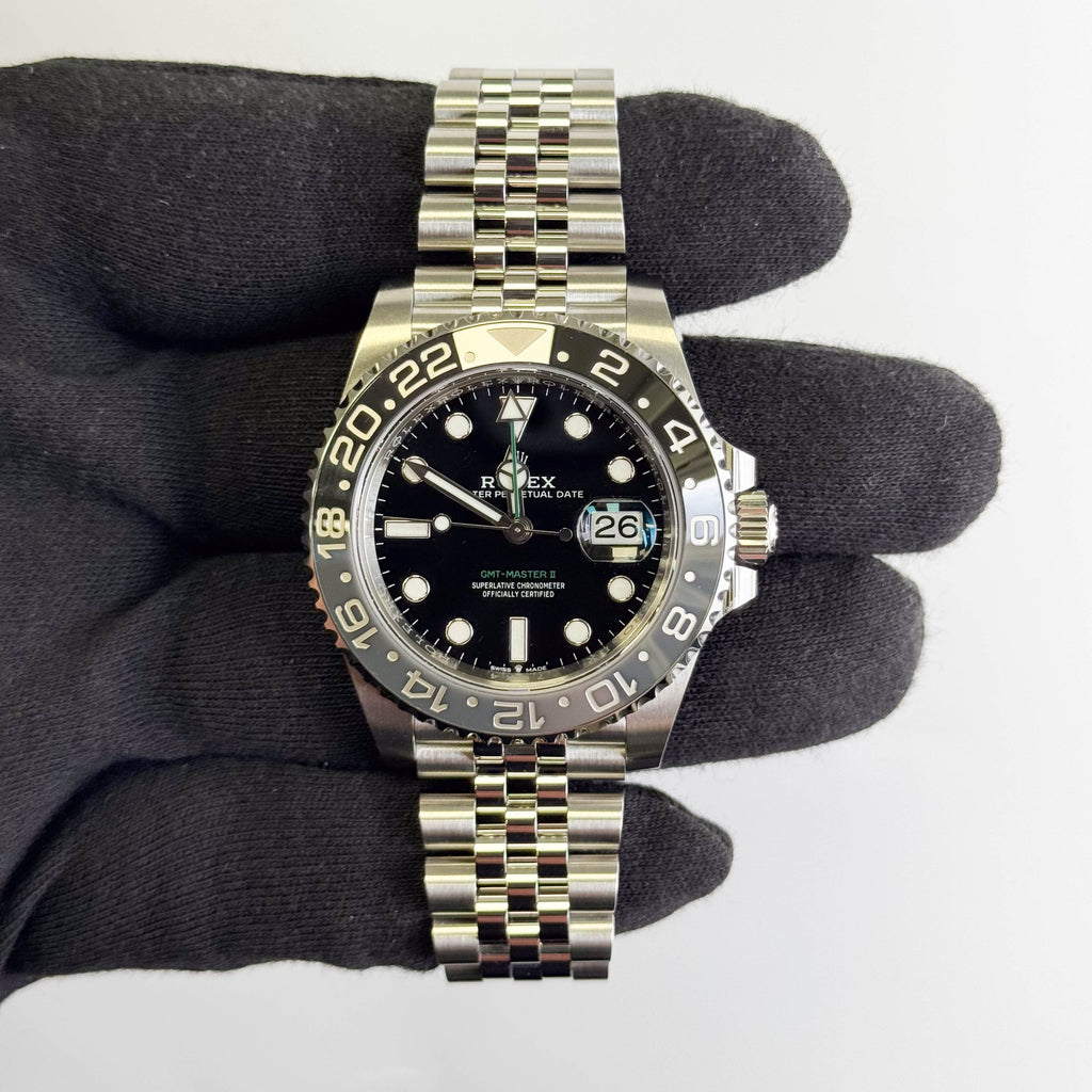 Rolex GMT-Master II 40mm Black Dial Watch Ref# 126710GRNR
