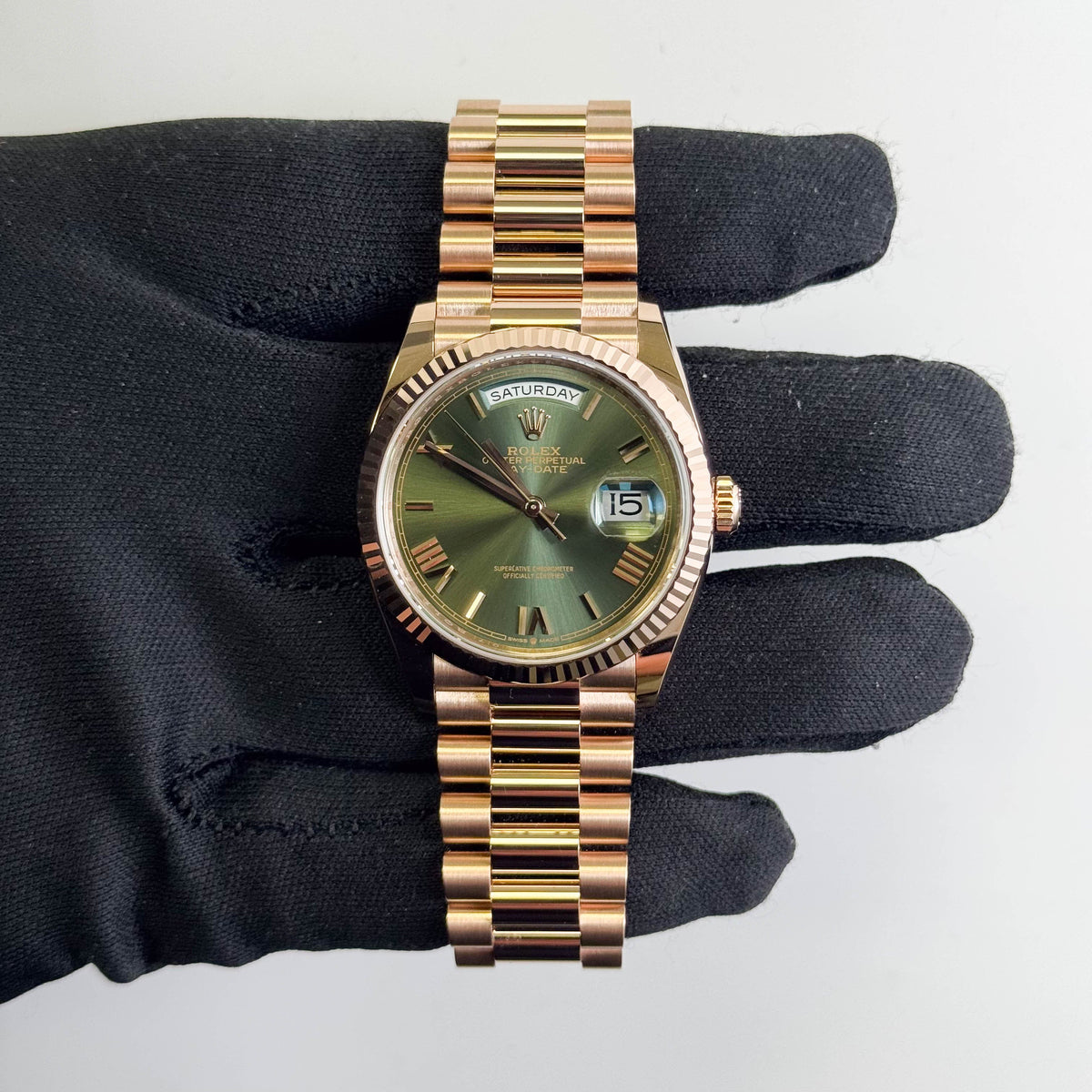 Rolex Day-Date 36mm Green Dial Watch Ref# 128235