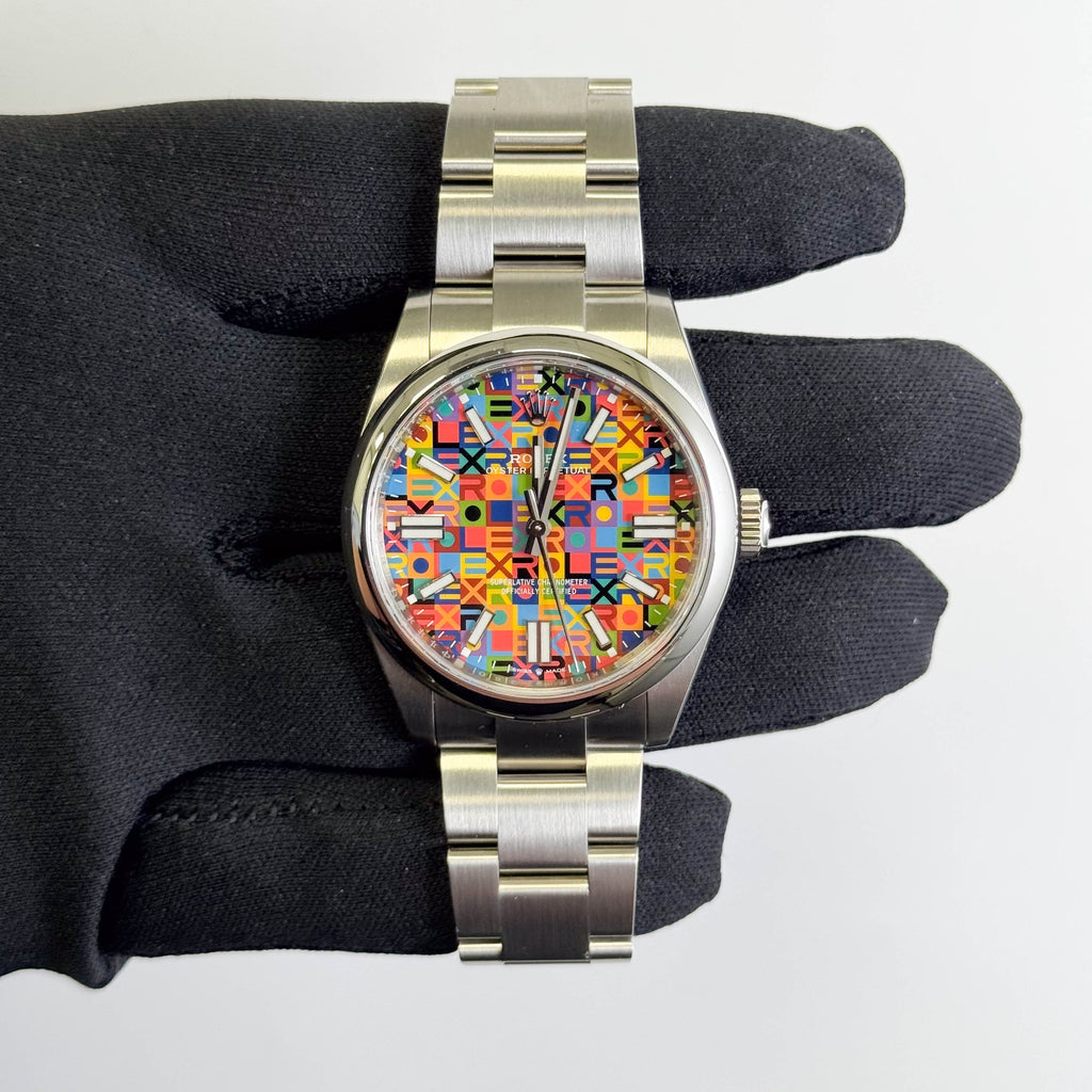 Rolex Oyster Perpetual 41mm Multicolored Jubilee Motif Dial Watch Ref# 134300