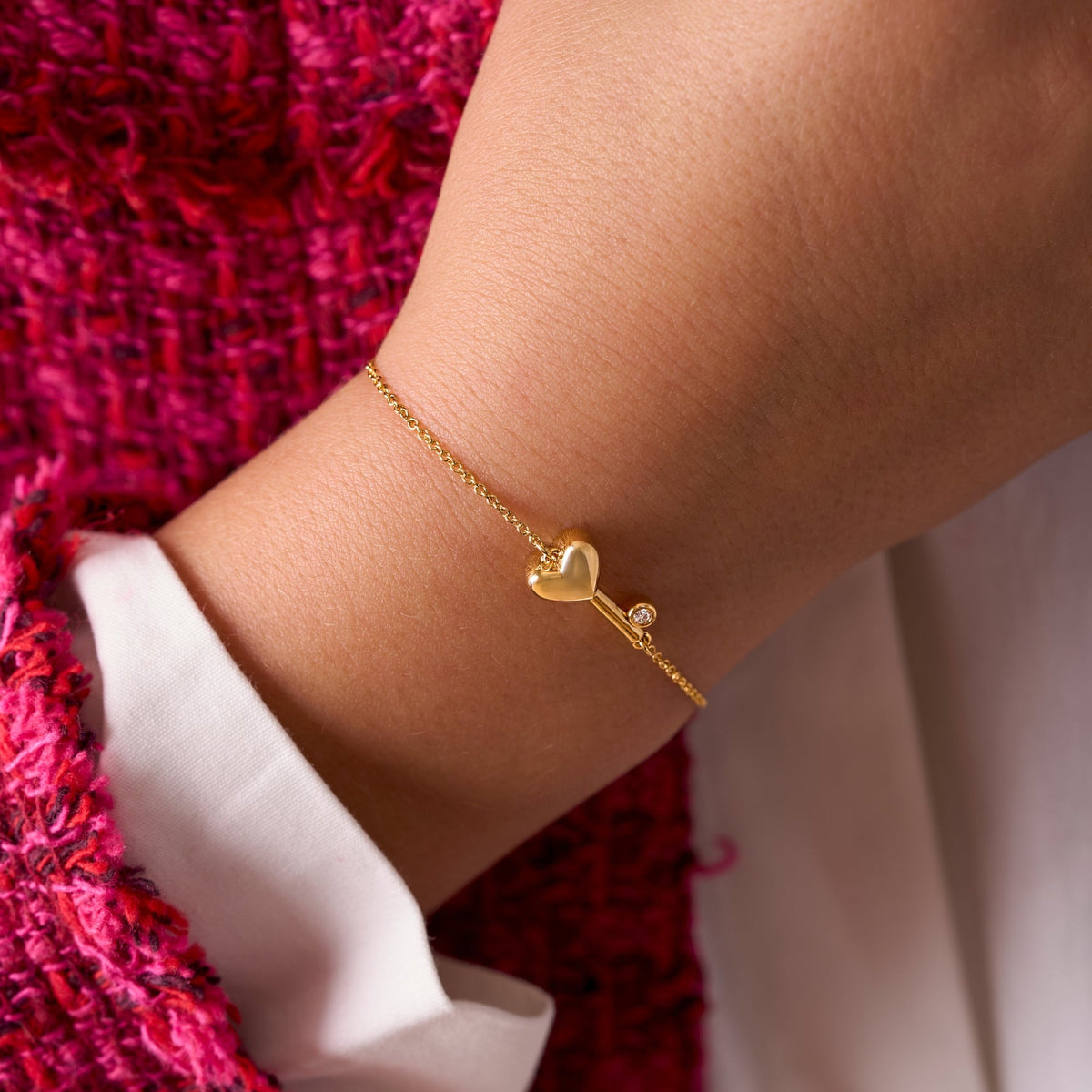 Kid's Diamond Bubble Heart Key Bracelet