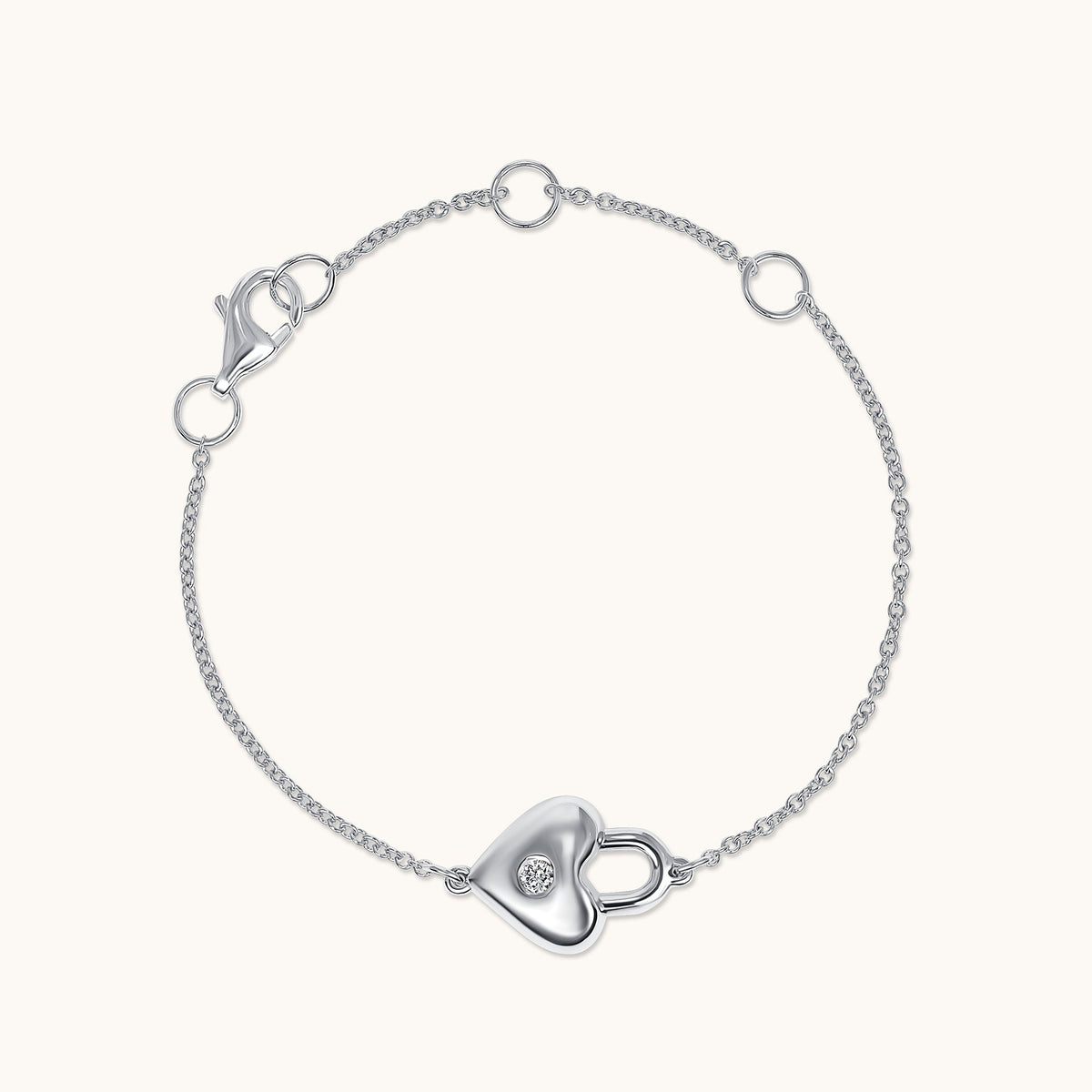 Kid's Bezzle Diamond Heart Lock Bracelet - Happy Jewelers Fine Jewelry Lifetime Warranty