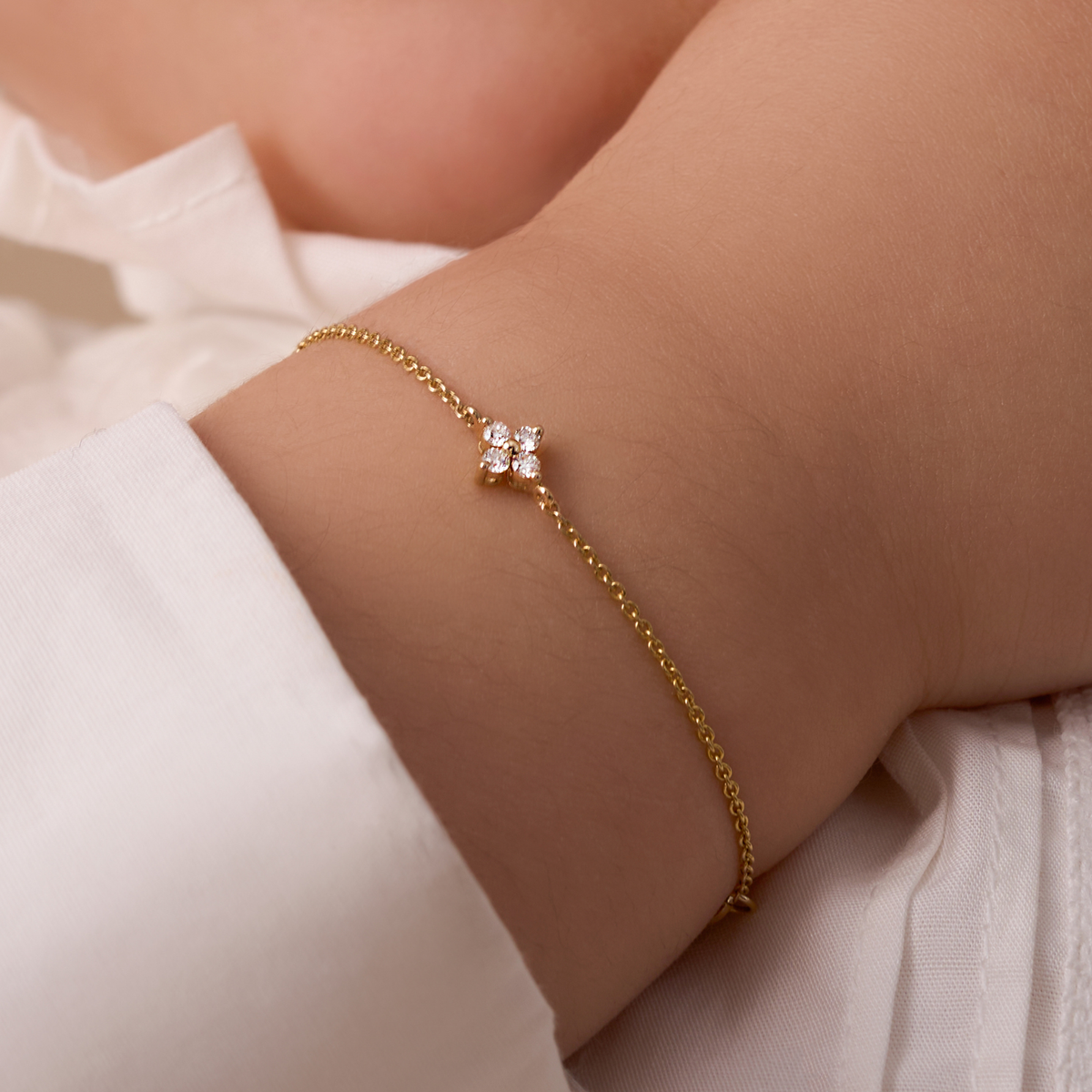 Kid's Dainty Lab Diamond Flower Bracelet