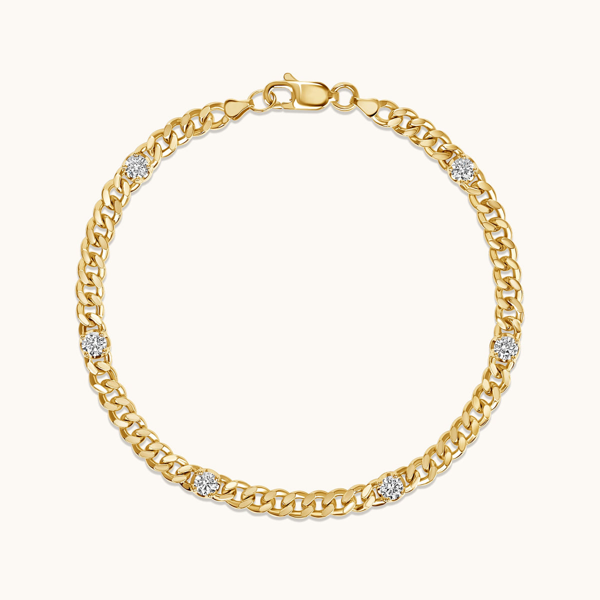 Lab Diamond Curb Chain Bracelet