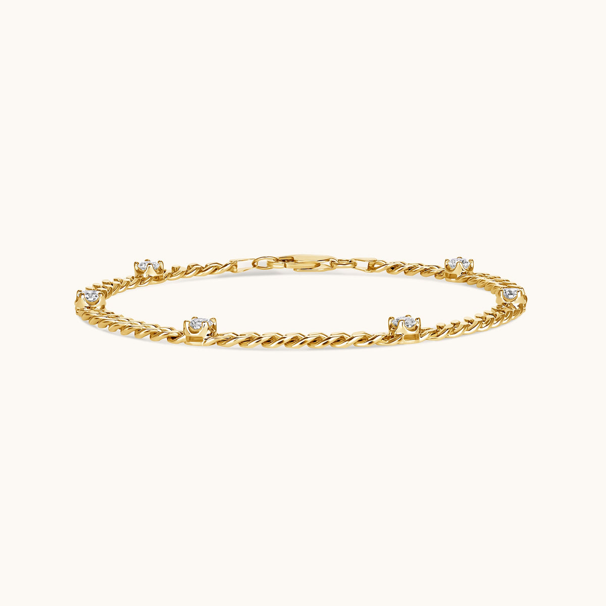 Lab Diamond Curb Chain Bracelet