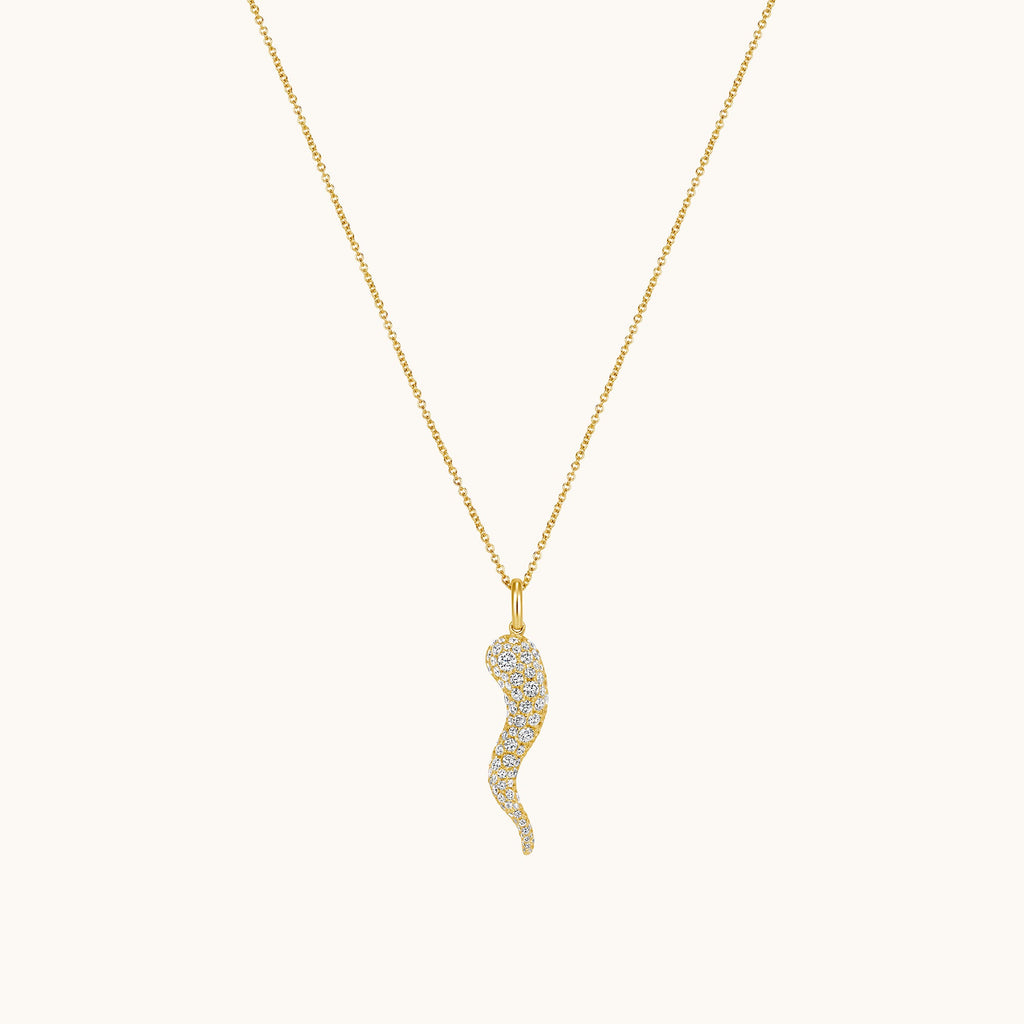 Large Pave Diamond Cornicello Pendant