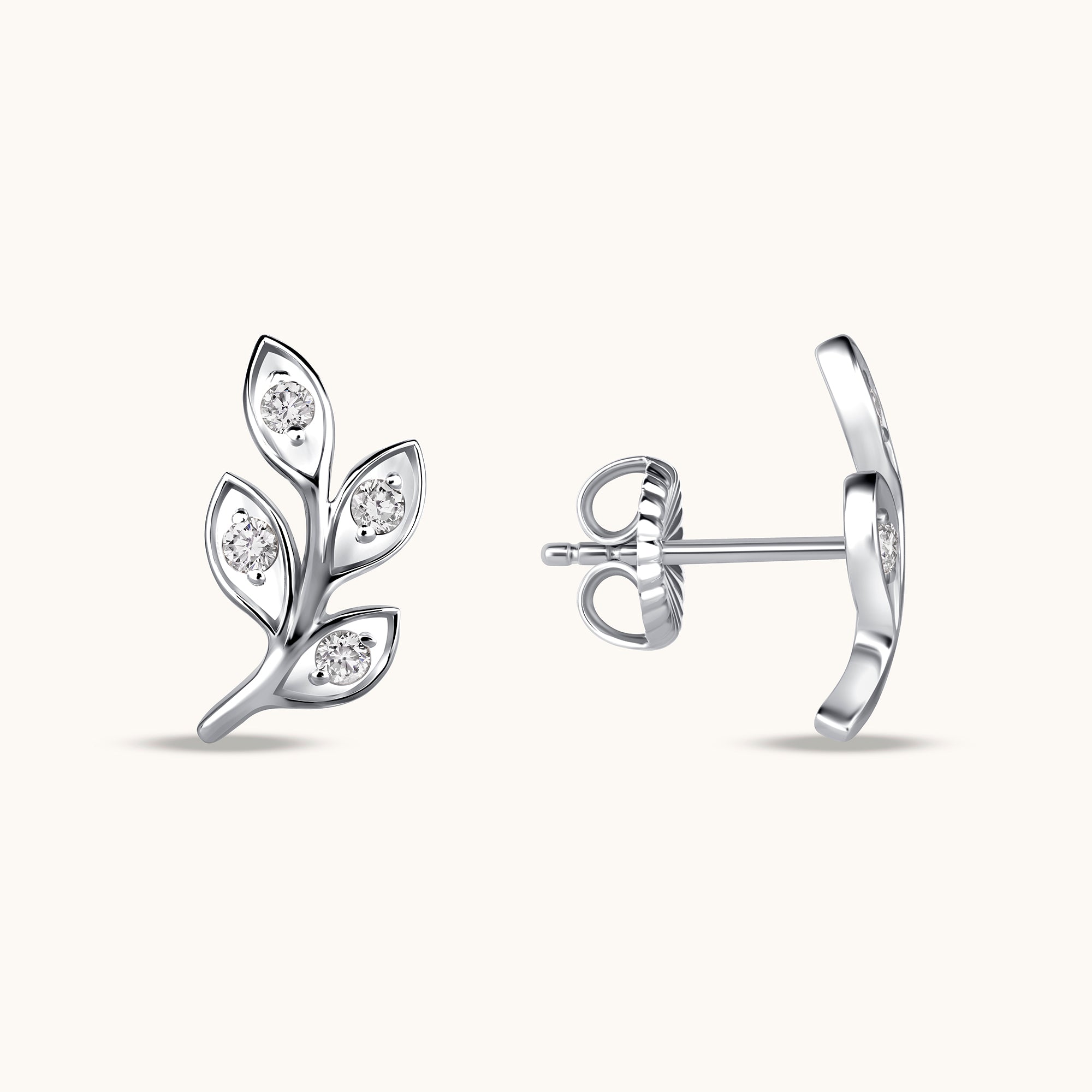 Leafy Climber Diamond Earrings