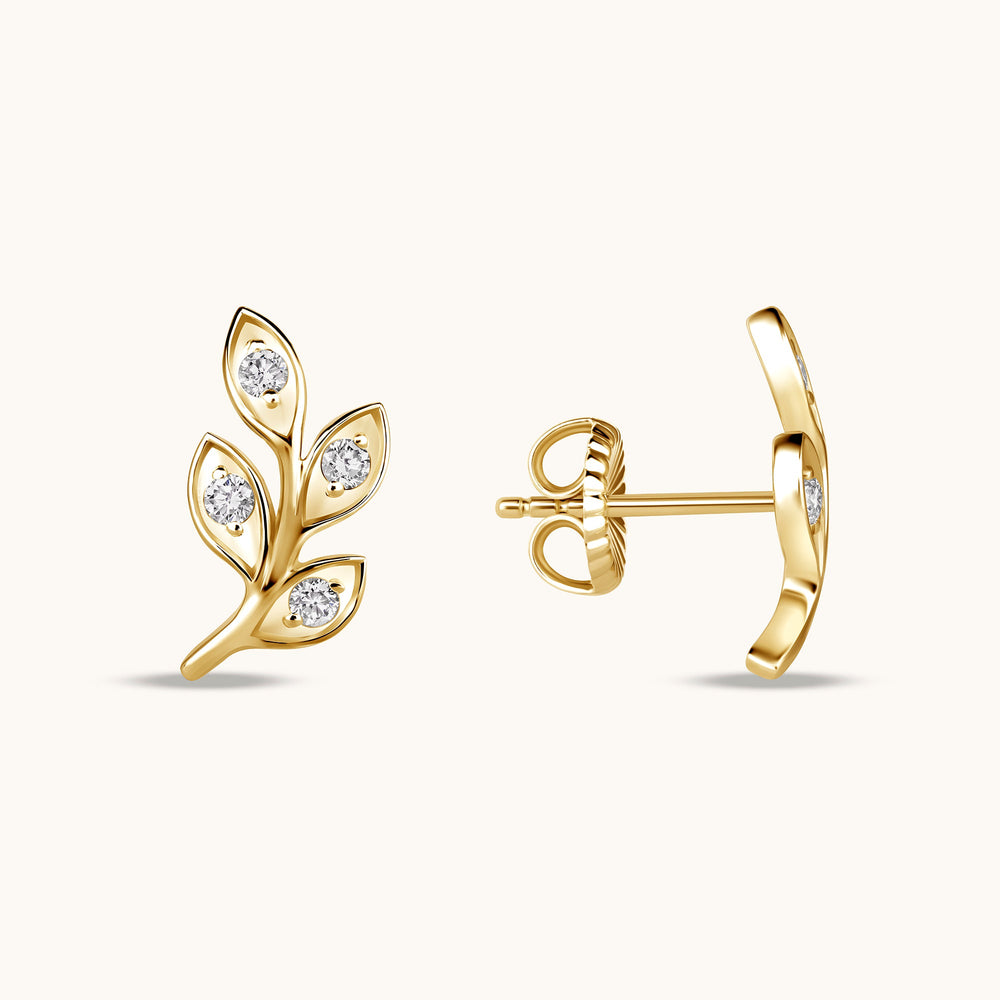 Leafy Climber Diamond Earrings