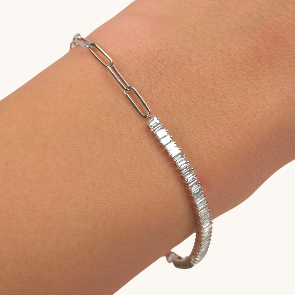 Lab Diamond Baguette Linked Up Chain Bracelet