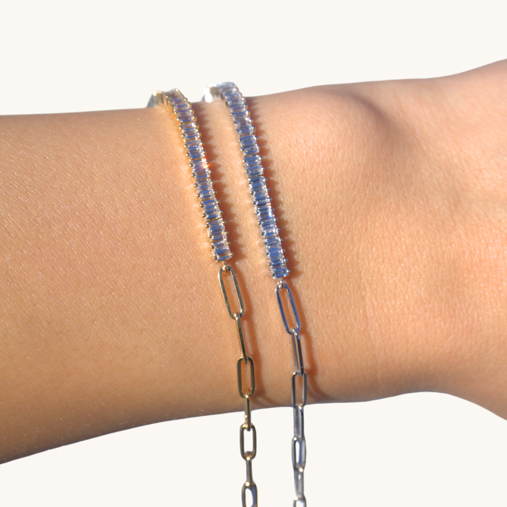 Lab Diamond Baguette Linked Up Chain Bracelet