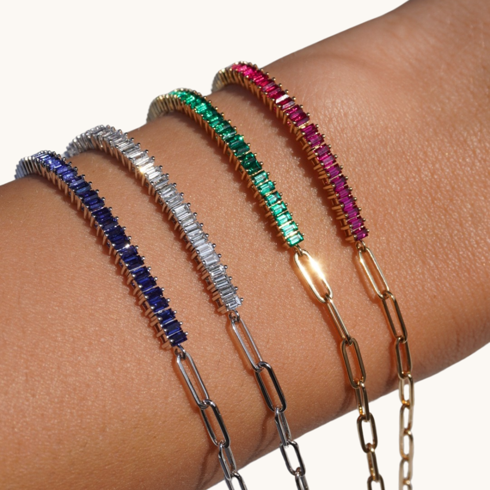Blue Sapphire Linked Up Chain Bracelet
