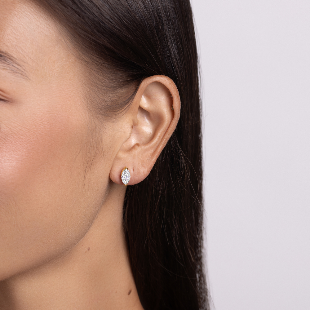 Marquise Lab Diamond Stud Earrings