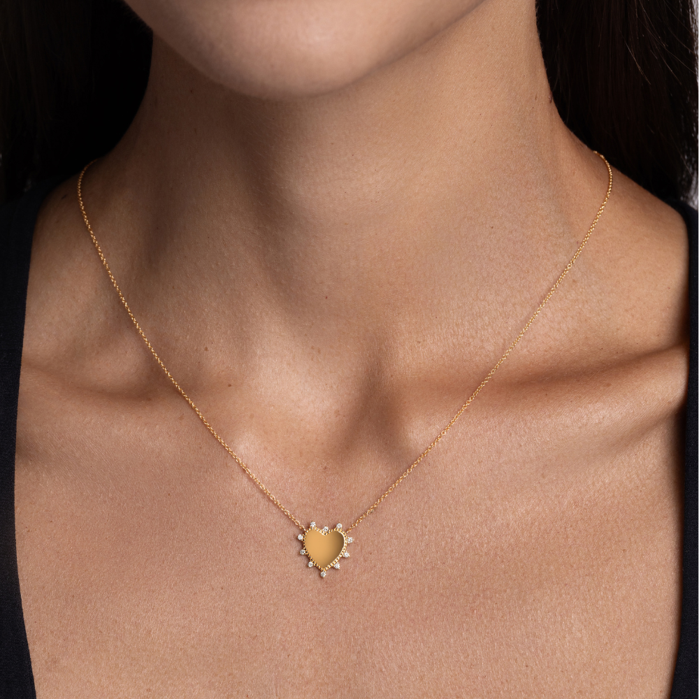 Milgrain Engravable Heart Pendant Necklace
