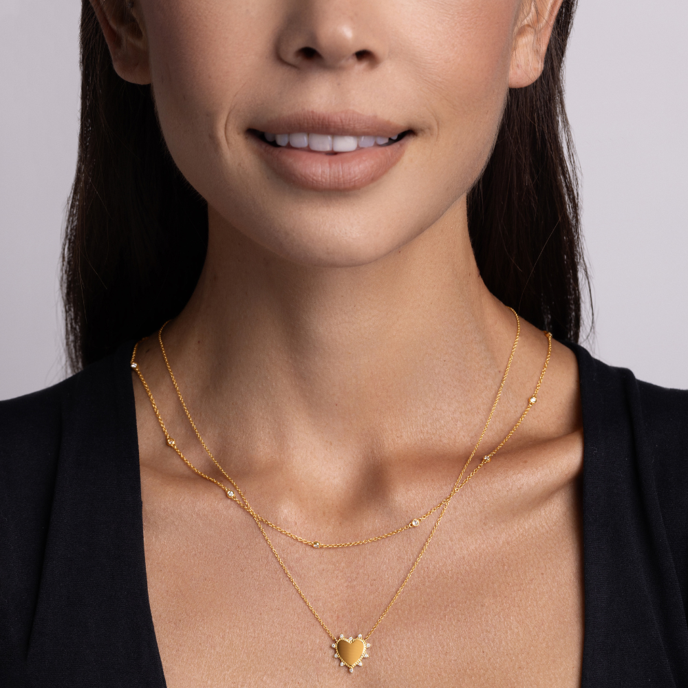 Milgrain Engravable Heart Pendant Necklace