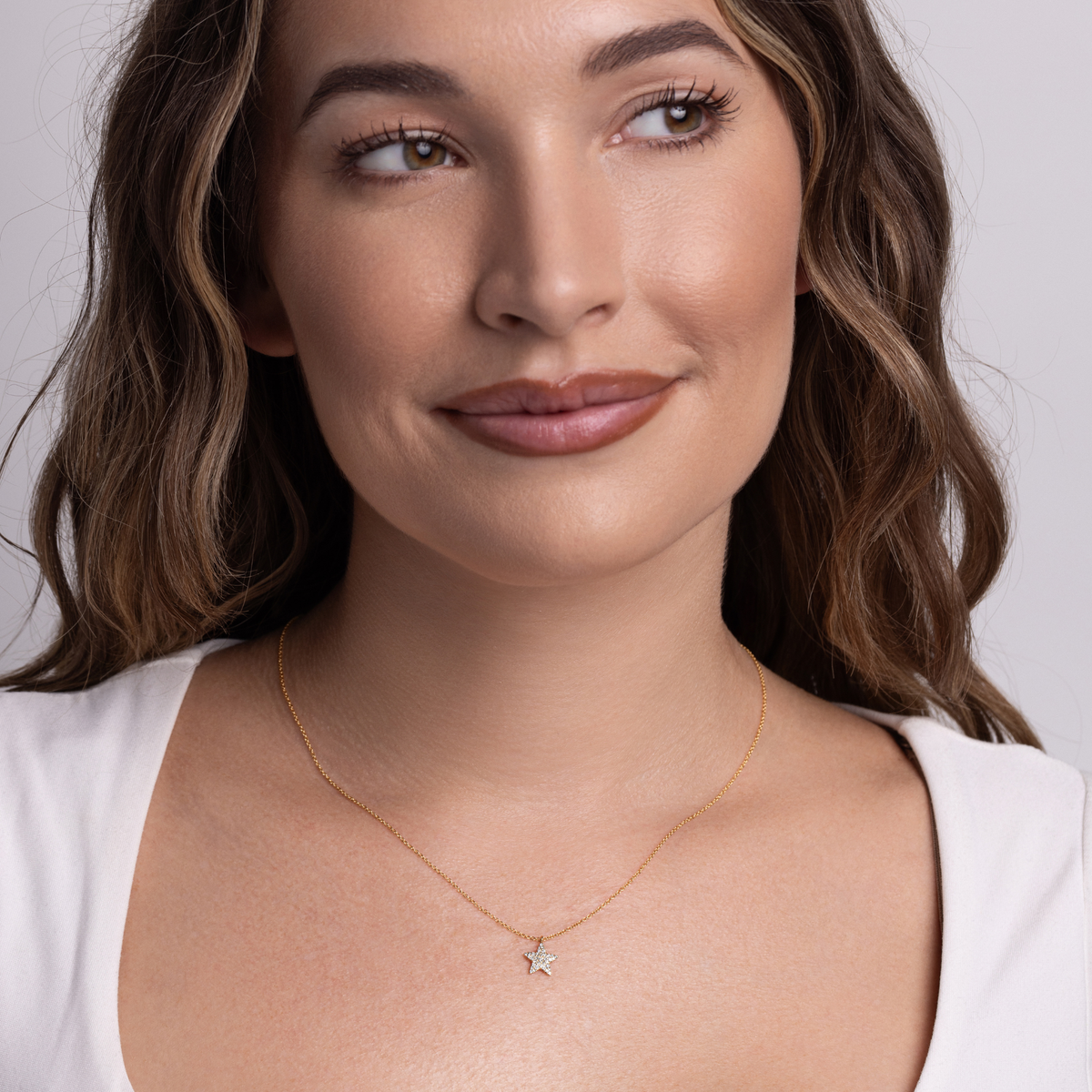 Mini Pave Diamond Star Necklace
