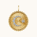 Moon and Star Diamond Coin Pendant