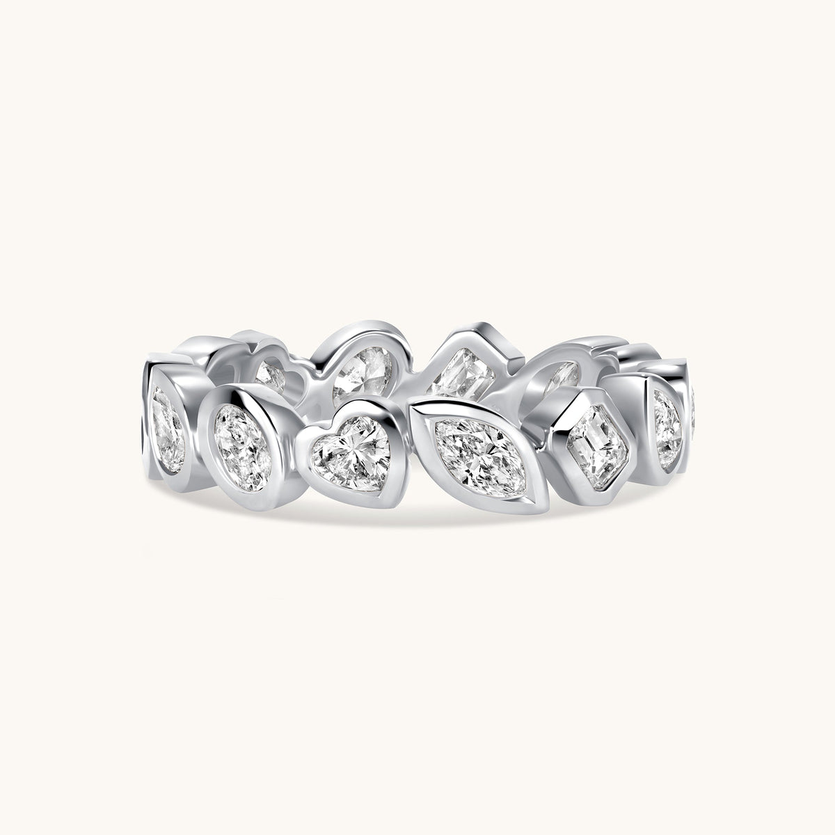 White Gold Multi-Diamond Bezel Eternity Band
