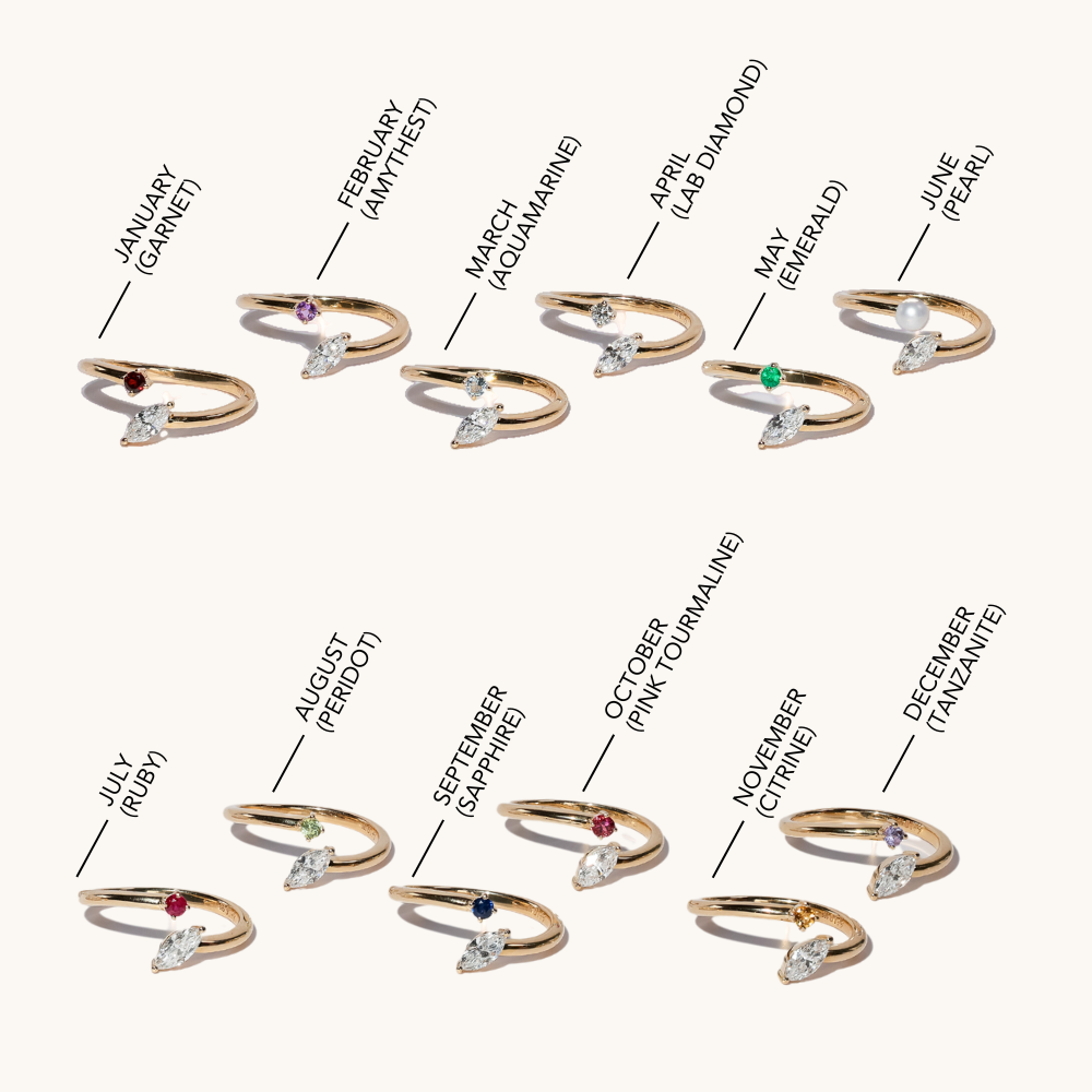 Lab Diamond and Birthstone Open Band