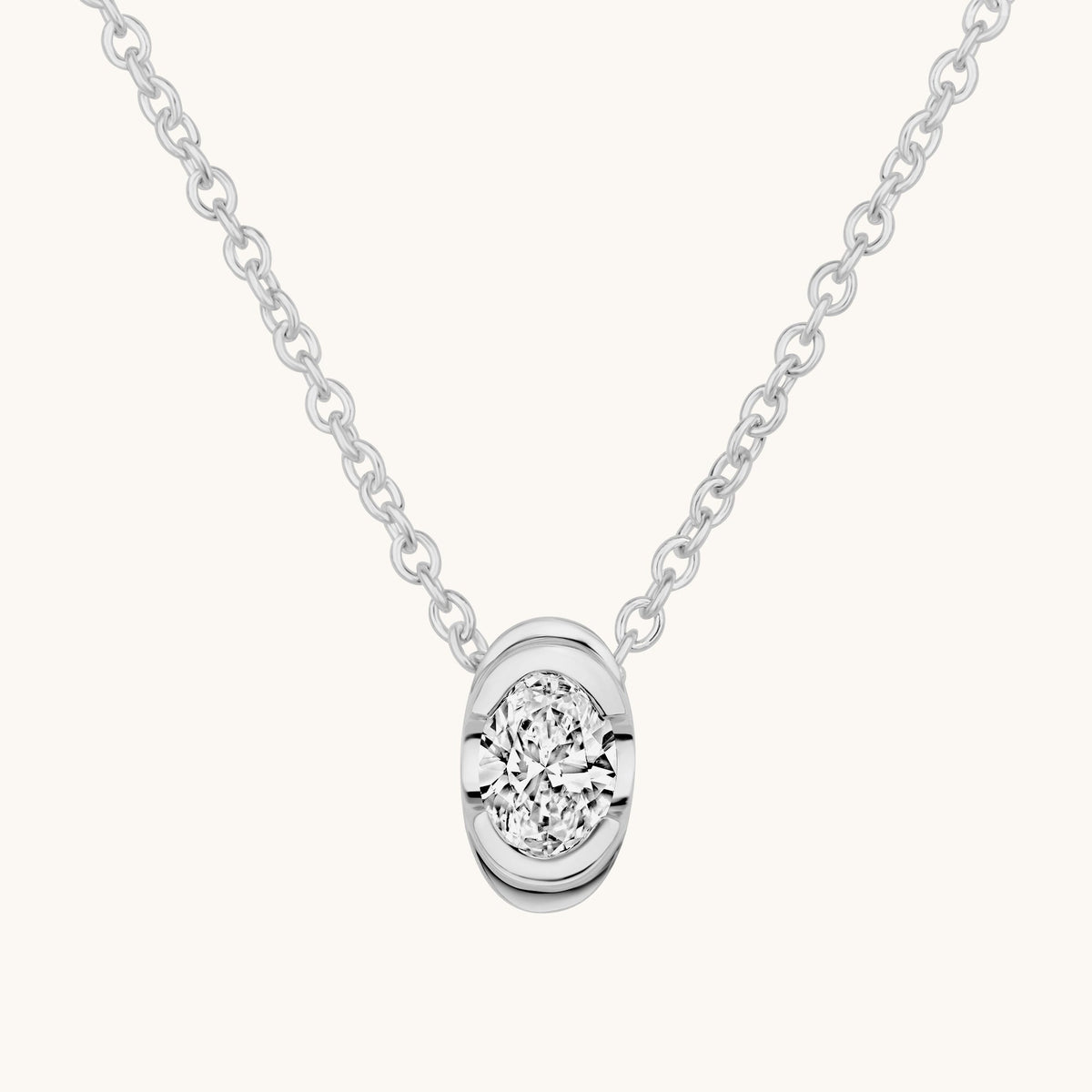 Bezel Oval Lab Diamond Solitaire Pendant - Happy Jewelers Fine Jewelry Lifetime Warranty