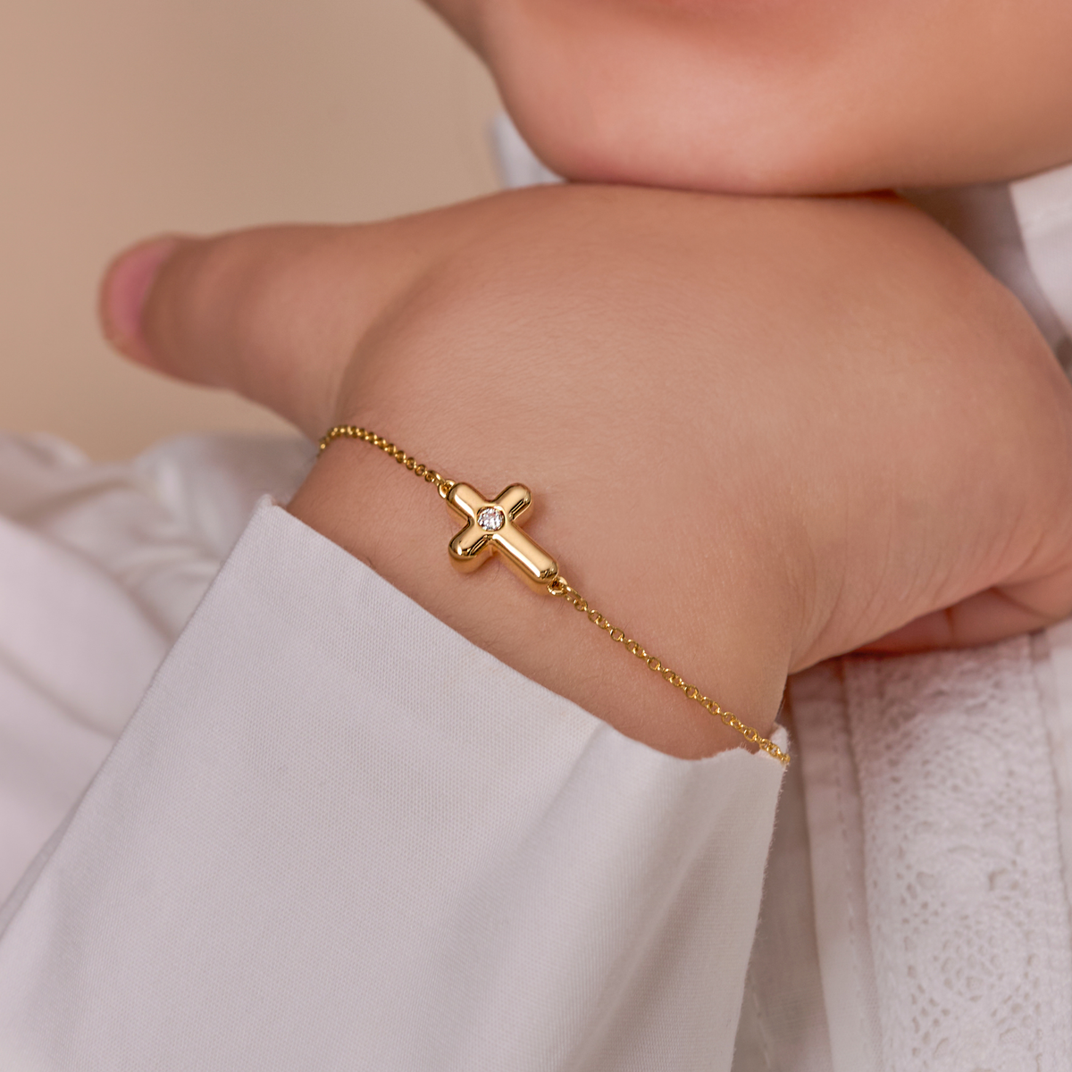 Kid's Diamond Bubble Cross Bracelet