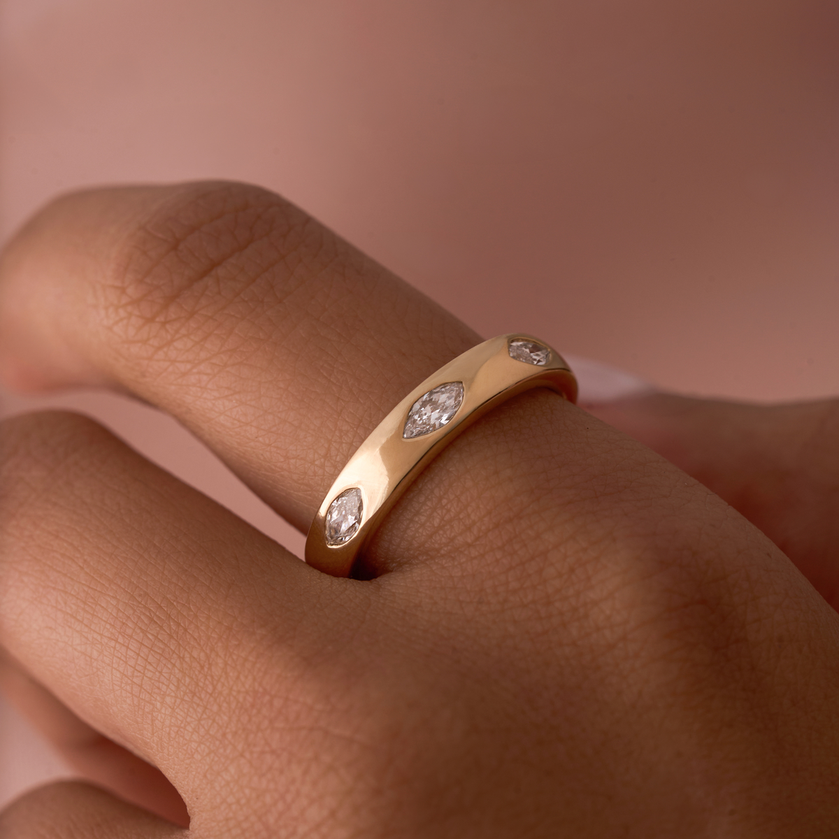 Diamond Marquise Inlay Band
