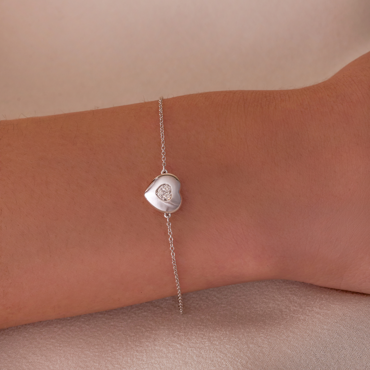 Diamond Bubble Heart Bracelet