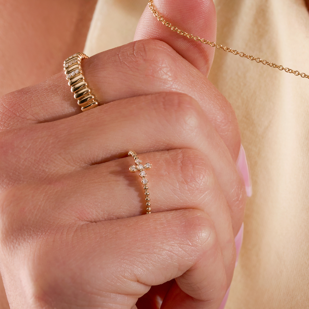 Mini Diamond Bubble Cross Ring