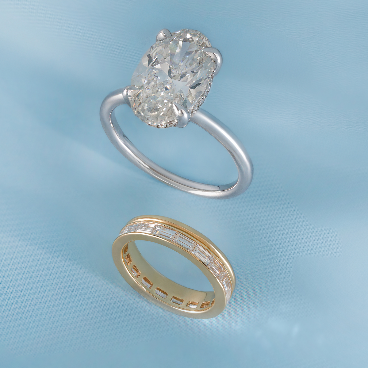 Baguette Lab Diamond and Gold Double Eternity Band