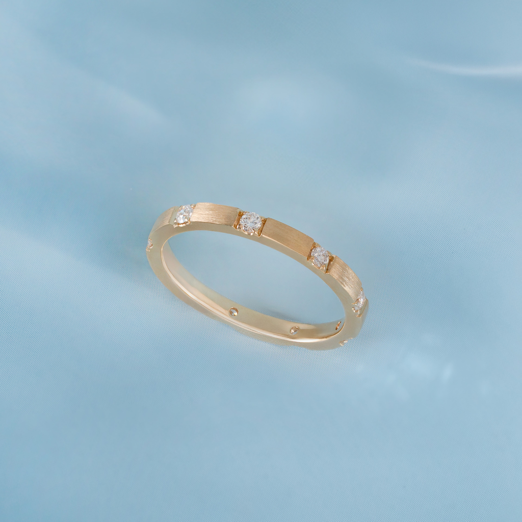 Thin Brushed Diamond Band