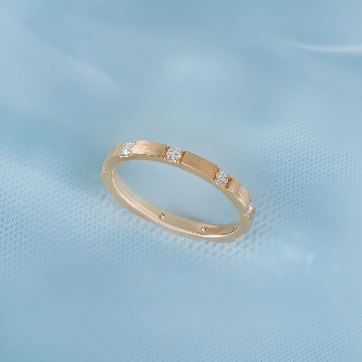Thin Brushed Diamond Band
