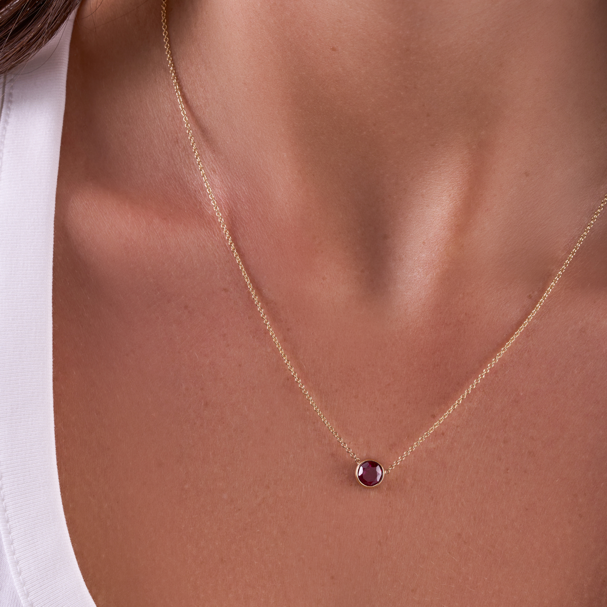 Bezel Set Solitaire Birthstone Pendant
