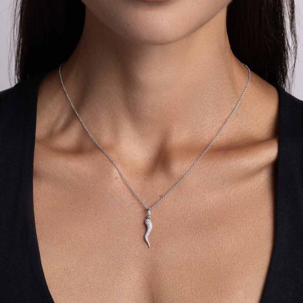 Pave Diamond Cornicello Pendant