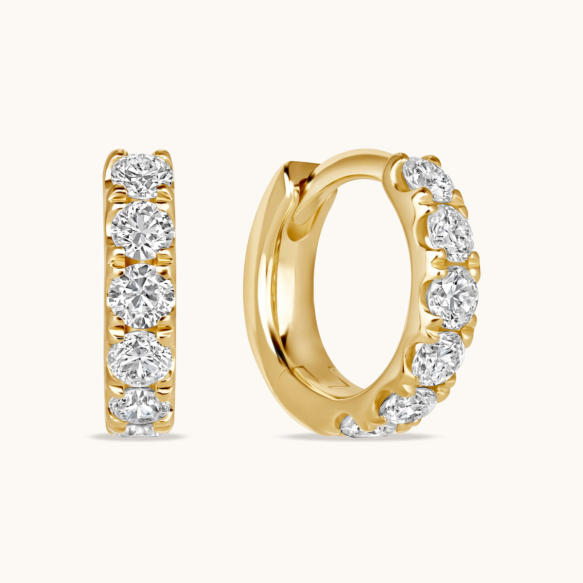 Petite Diamond Huggie Hoops - Happy Jewelers Fine Jewelry Lifetime Warranty